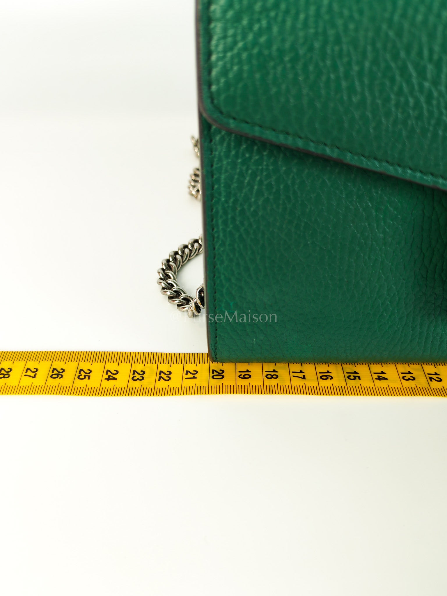 Dionysus Mini Chain Bag in Emerald Green Grained Leather Chain Bag | Purse Maison Luxury Bags Shop