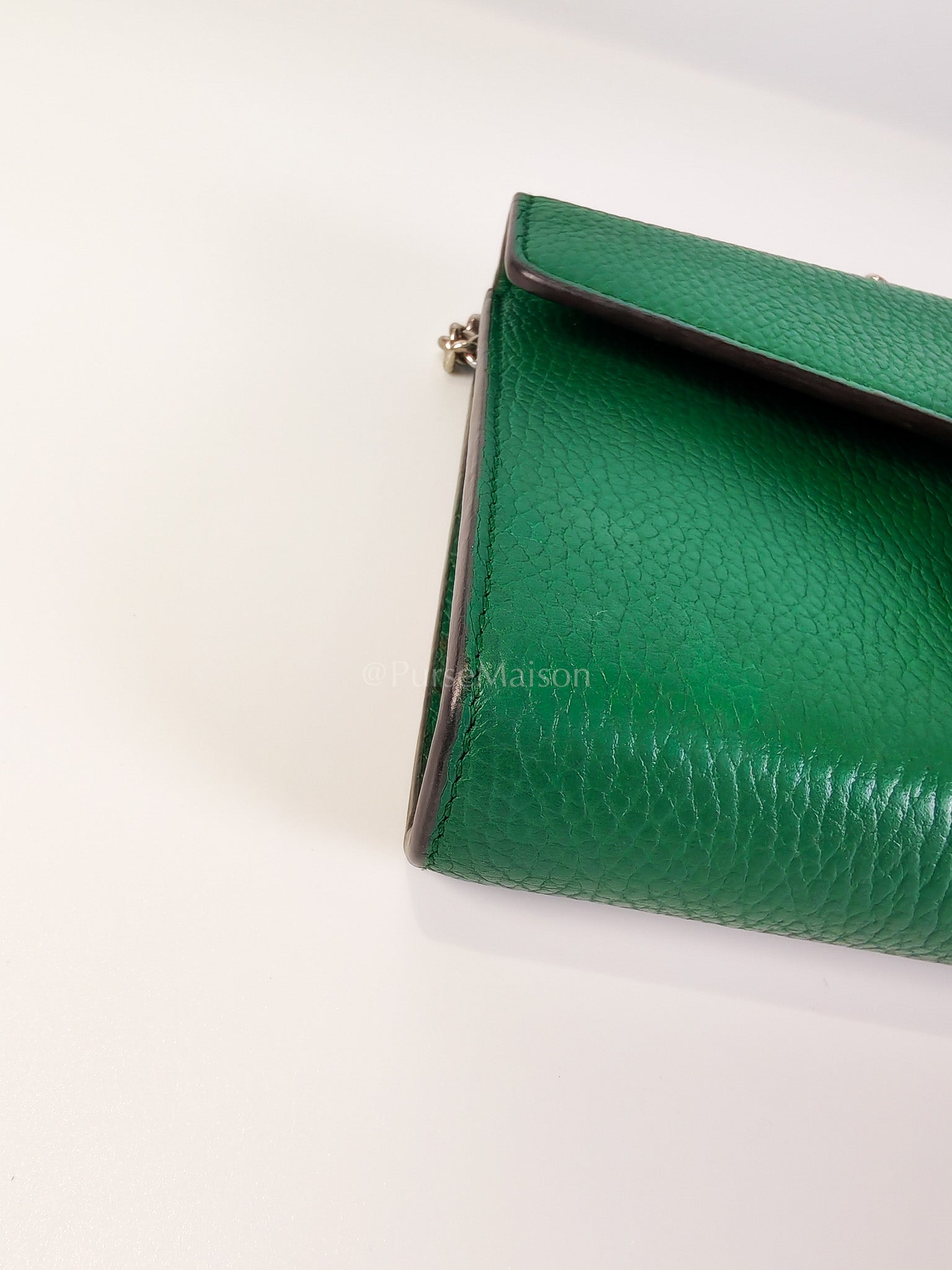 Dionysus Mini Chain Bag in Emerald Green Grained Leather Chain Bag | Purse Maison Luxury Bags Shop