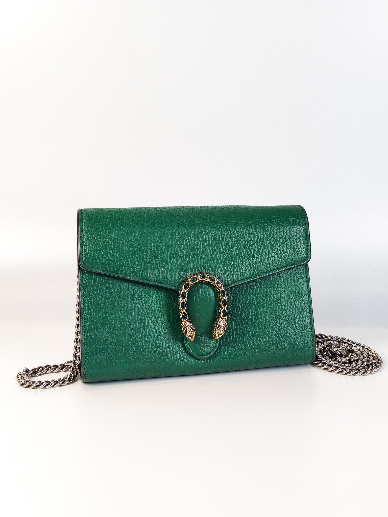 Dionysus Mini Chain Bag in Emerald Green Grained Leather Chain Bag | Purse Maison Luxury Bags Shop