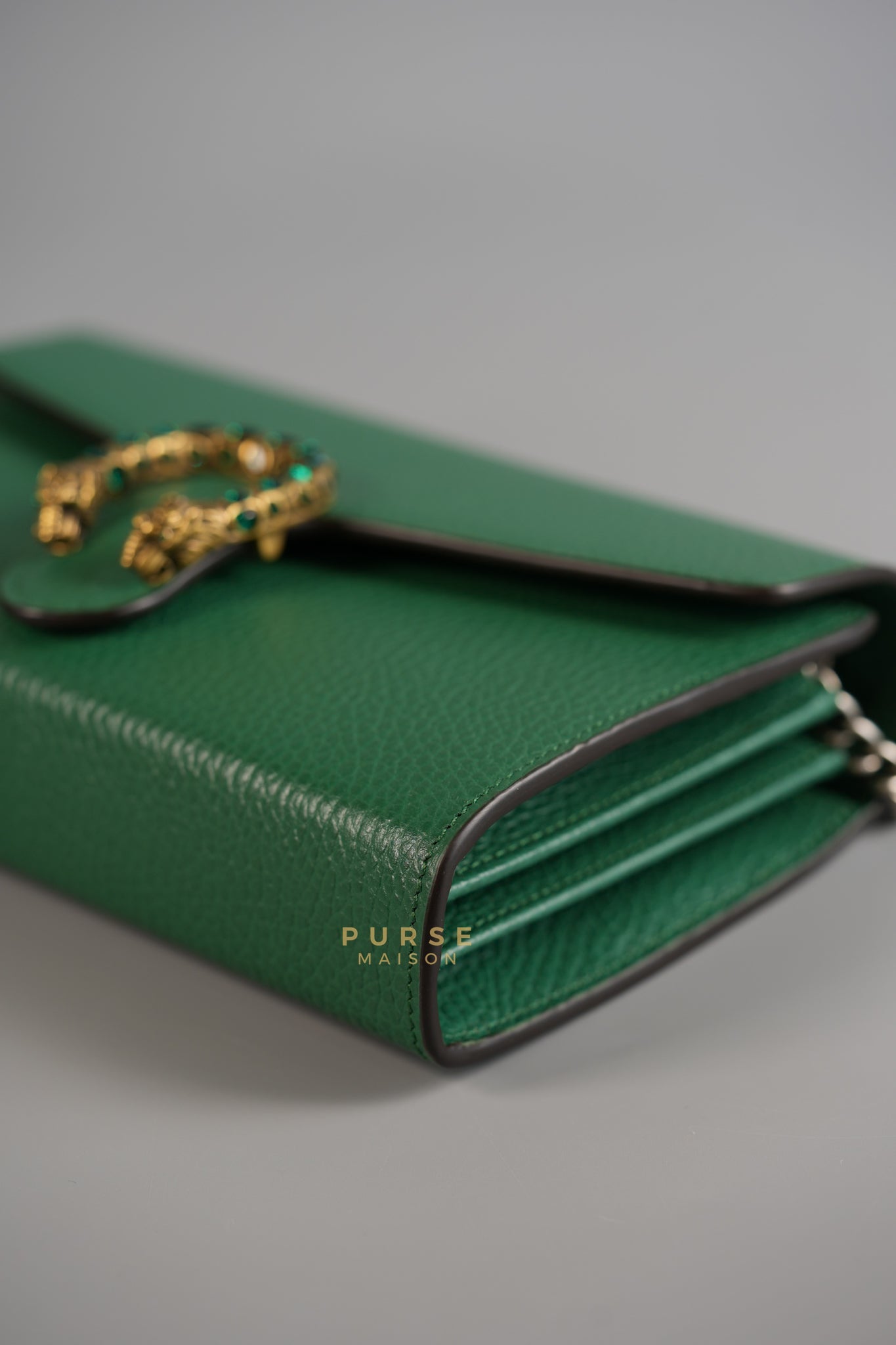 Dionysus Mini Chain Bag in Emerald Green Grained Leather | Purse Maison Luxury Bags Shop