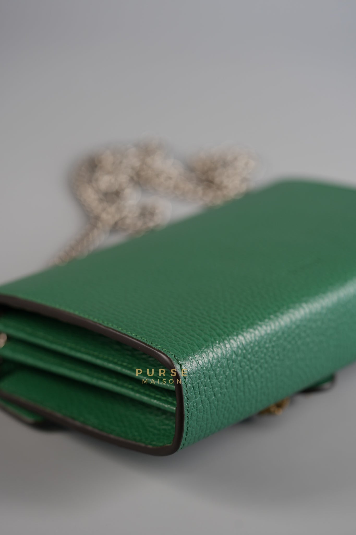 Dionysus Mini Chain Bag in Emerald Green Grained Leather | Purse Maison Luxury Bags Shop