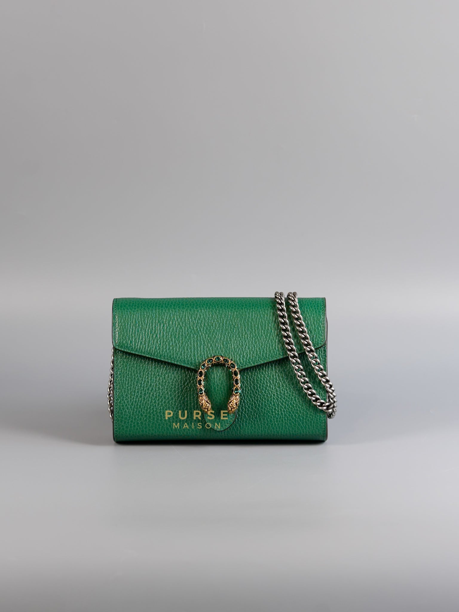 Dionysus Mini Chain Bag in Emerald Green Grained Leather | Purse Maison Luxury Bags Shop