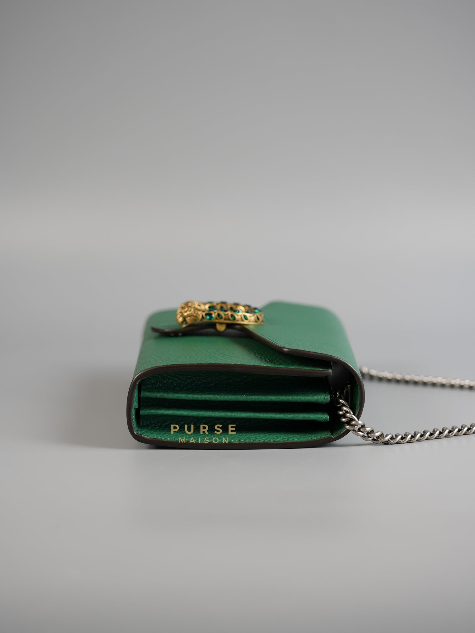 Dionysus Mini Chain Bag in Emerald Green Grained Leather | Purse Maison Luxury Bags Shop