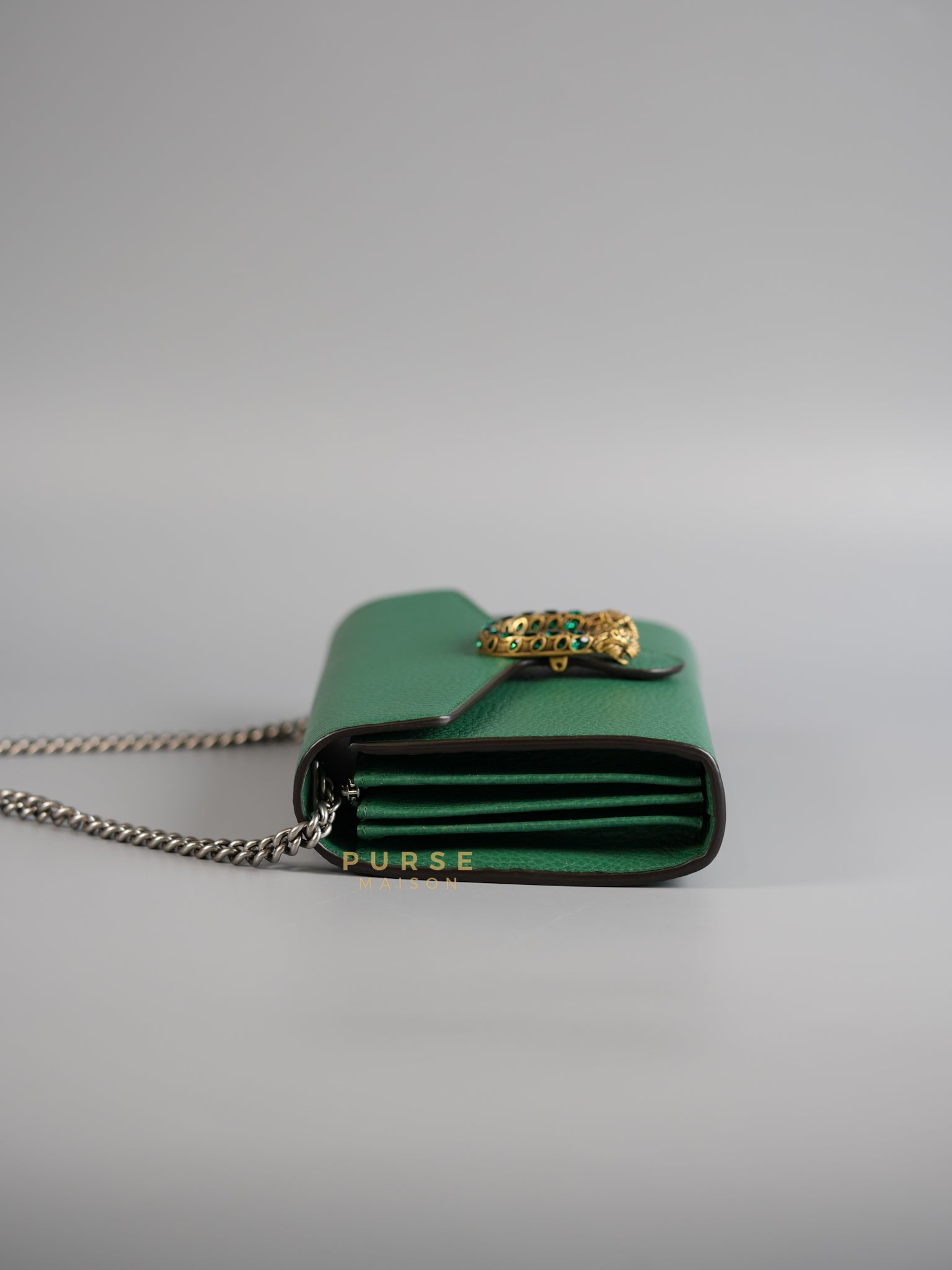 Dionysus Mini Chain Bag in Emerald Green Grained Leather | Purse Maison Luxury Bags Shop