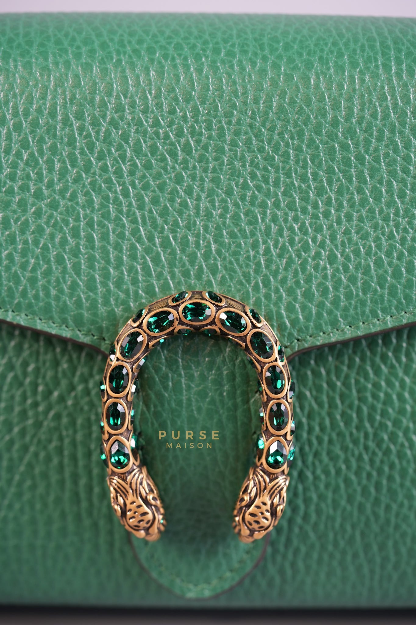 Dionysus Mini Chain Bag in Emerald Green Grained Leather | Purse Maison Luxury Bags Shop