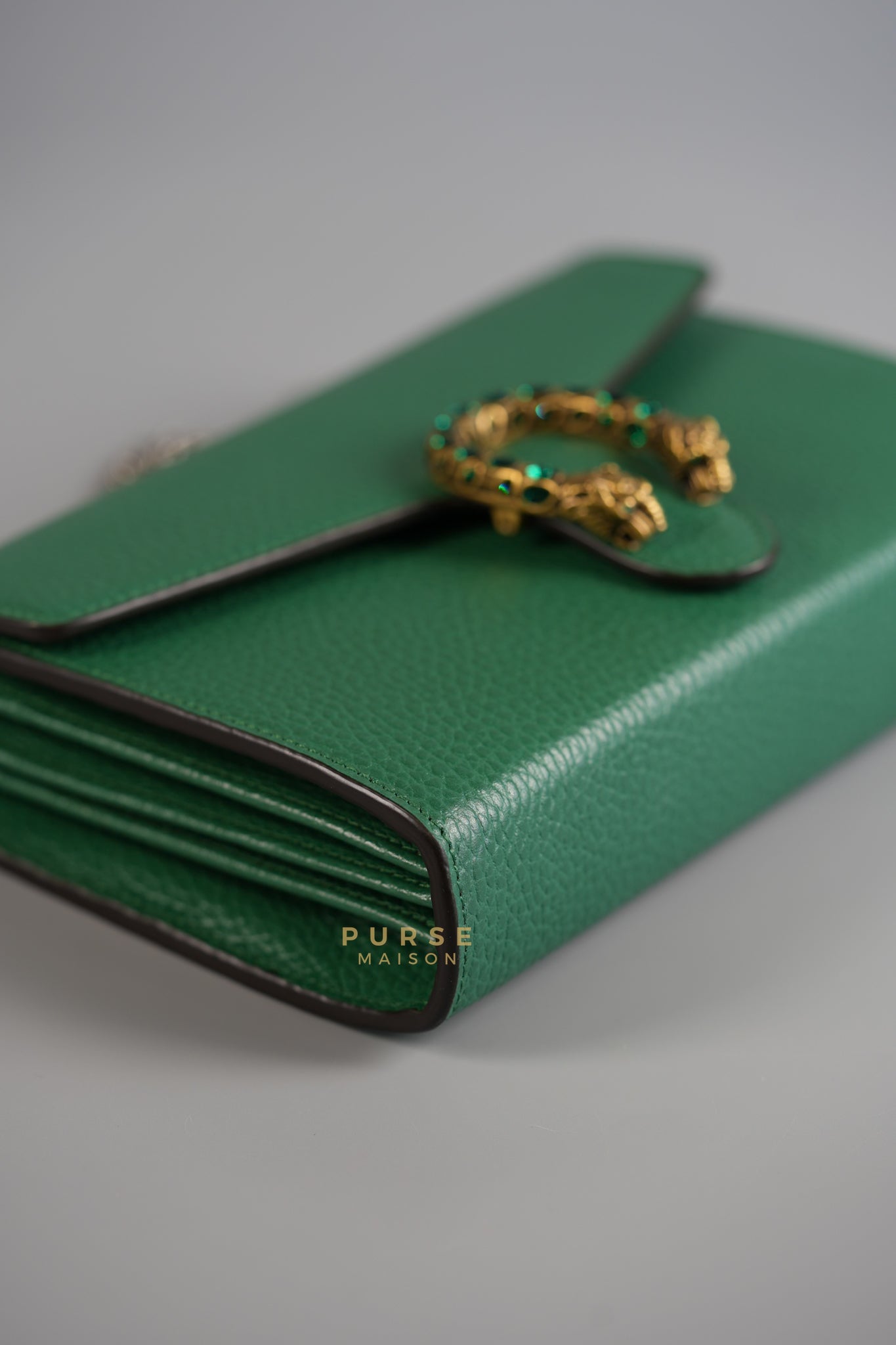 Dionysus Mini Chain Bag in Emerald Green Grained Leather | Purse Maison Luxury Bags Shop