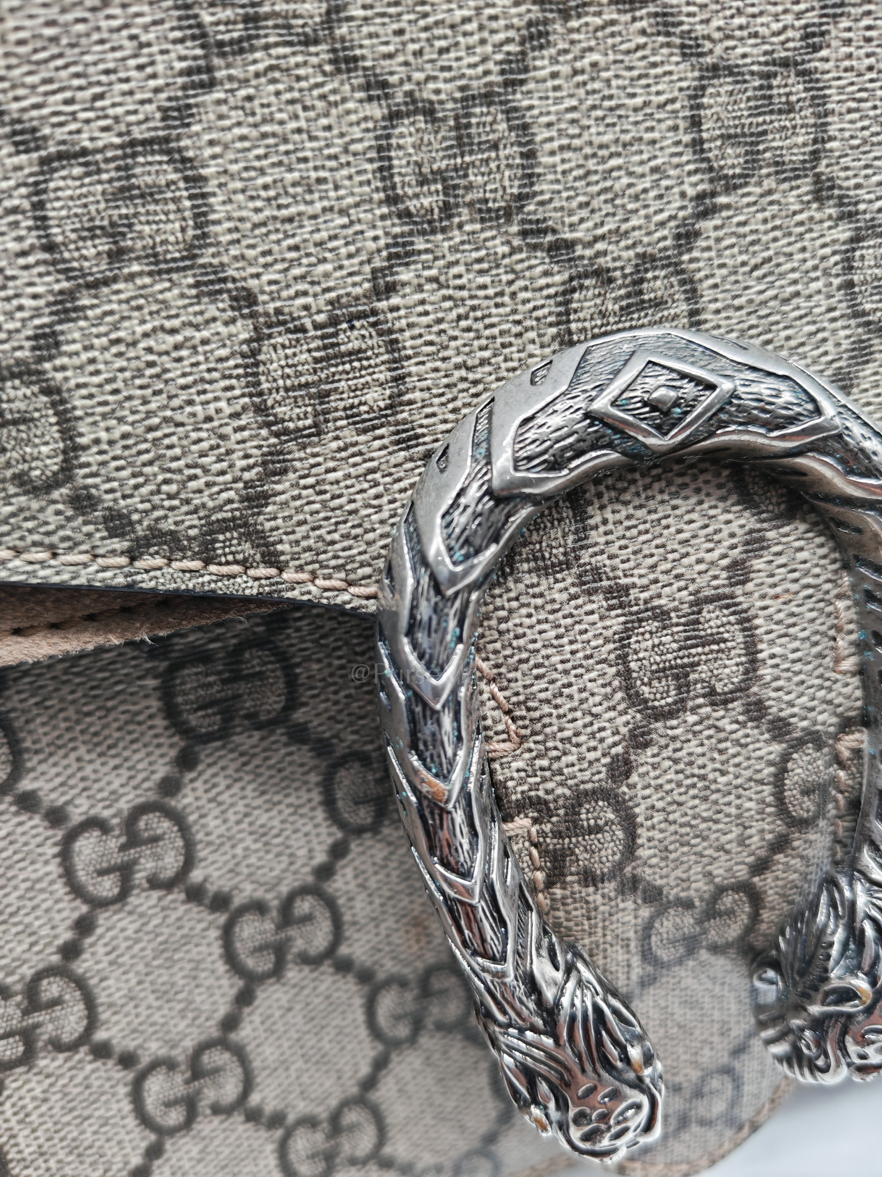 Dionysus Shoulder Bag Medium in GG Supreme Canvas Taupe Suede Leather | Purse Maison Luxury Bags Shop