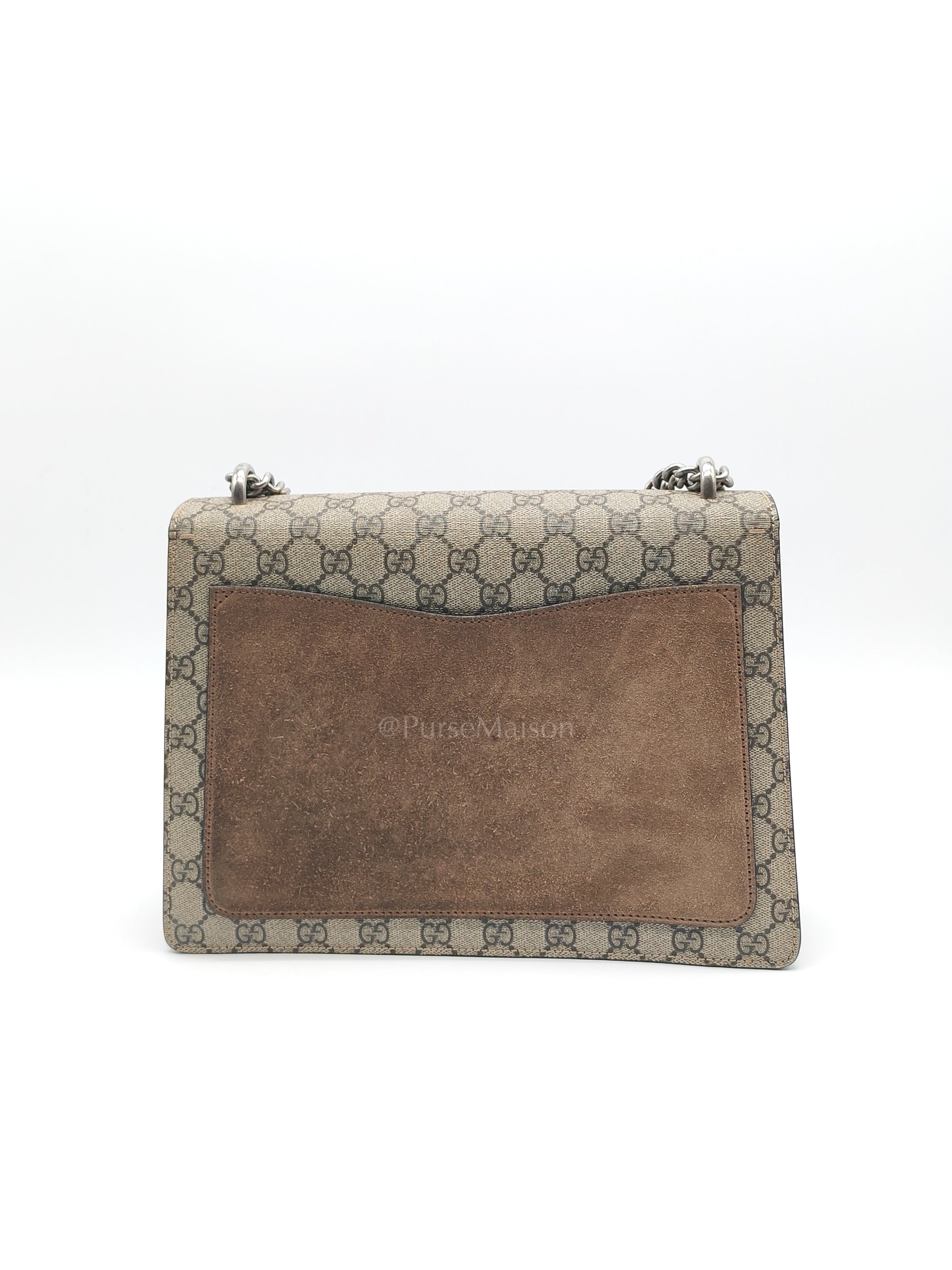 Dionysus Shoulder Bag Medium in GG Supreme Canvas Taupe Suede Leather | Purse Maison Luxury Bags Shop