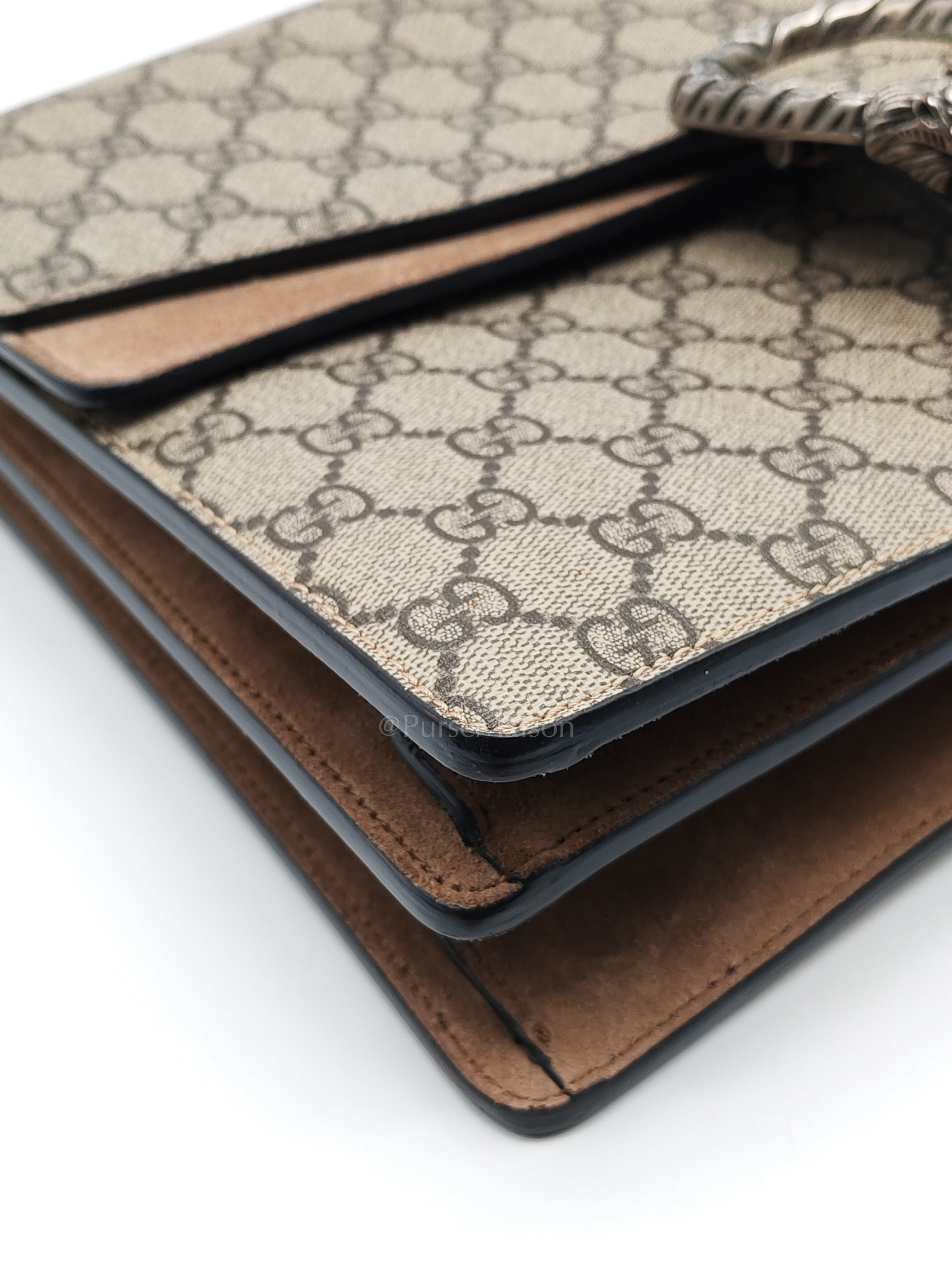 Dionysus Shoulder Bag Medium in GG Supreme Canvas Taupe Suede Leather | Purse Maison Luxury Bags Shop