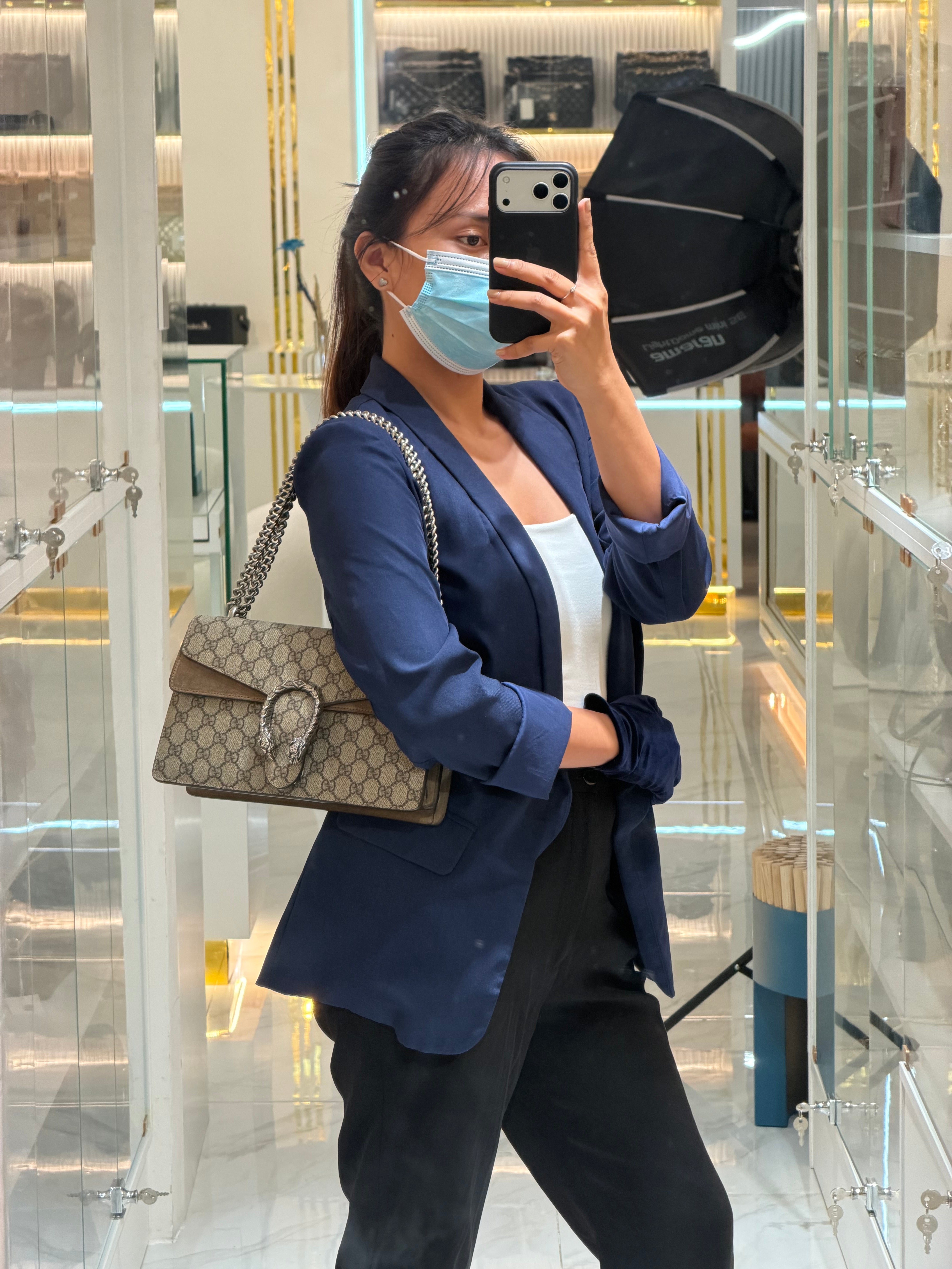 Dionysus Shoulder Bag Small in GG Supreme Canvas & Silver Hardware | Purse Maison Luxury Bags Shop