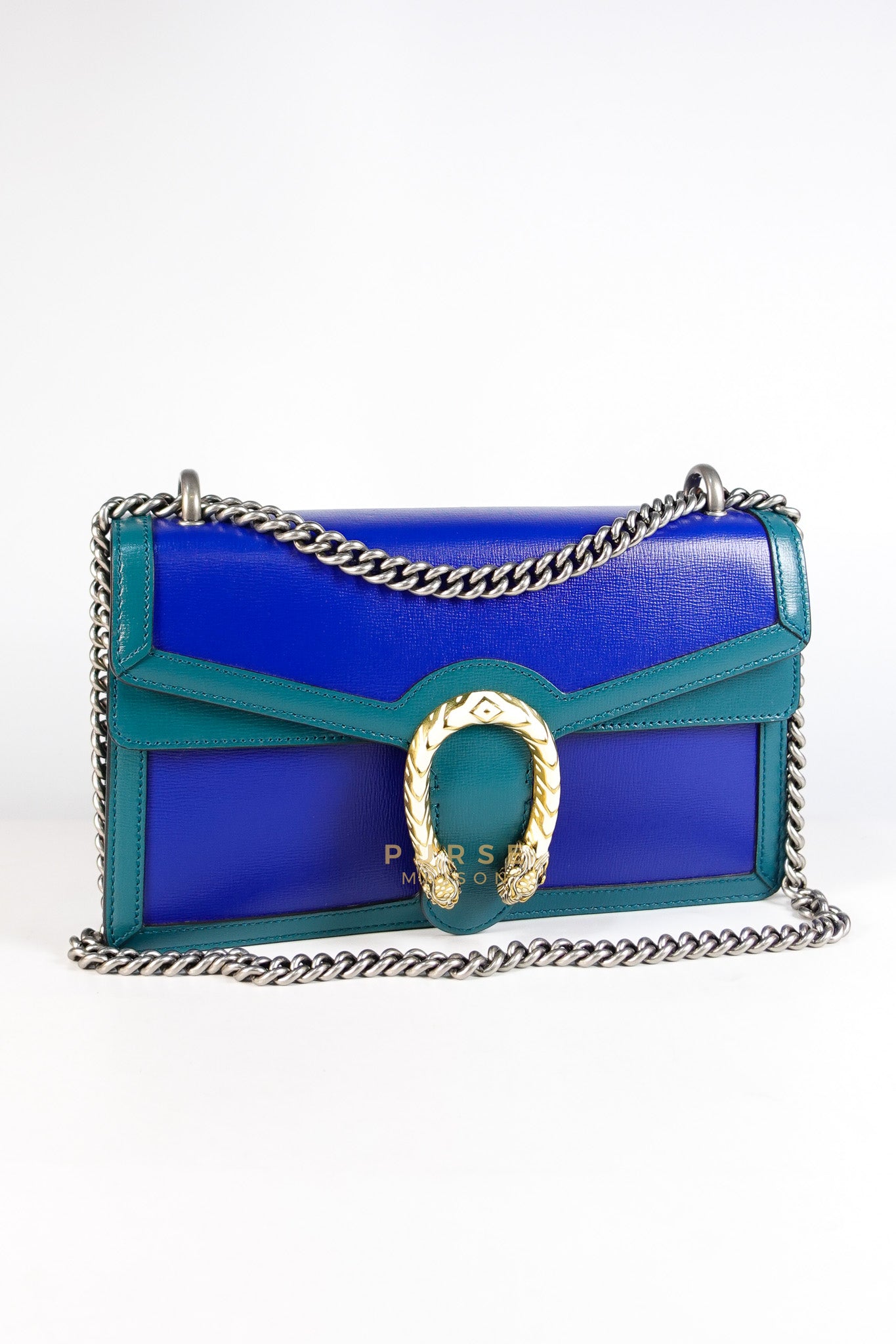 Dionysus Small Shoulder Bag in Blue & Green Silver Hardware | Purse Maison Luxury Bags Shop