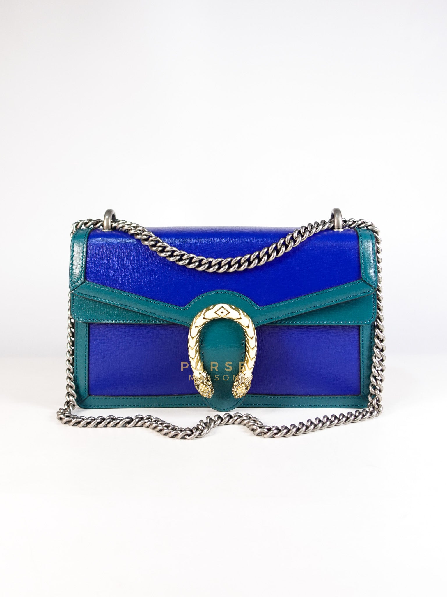 Dionysus Small Shoulder Bag in Blue Green Silver Hardware