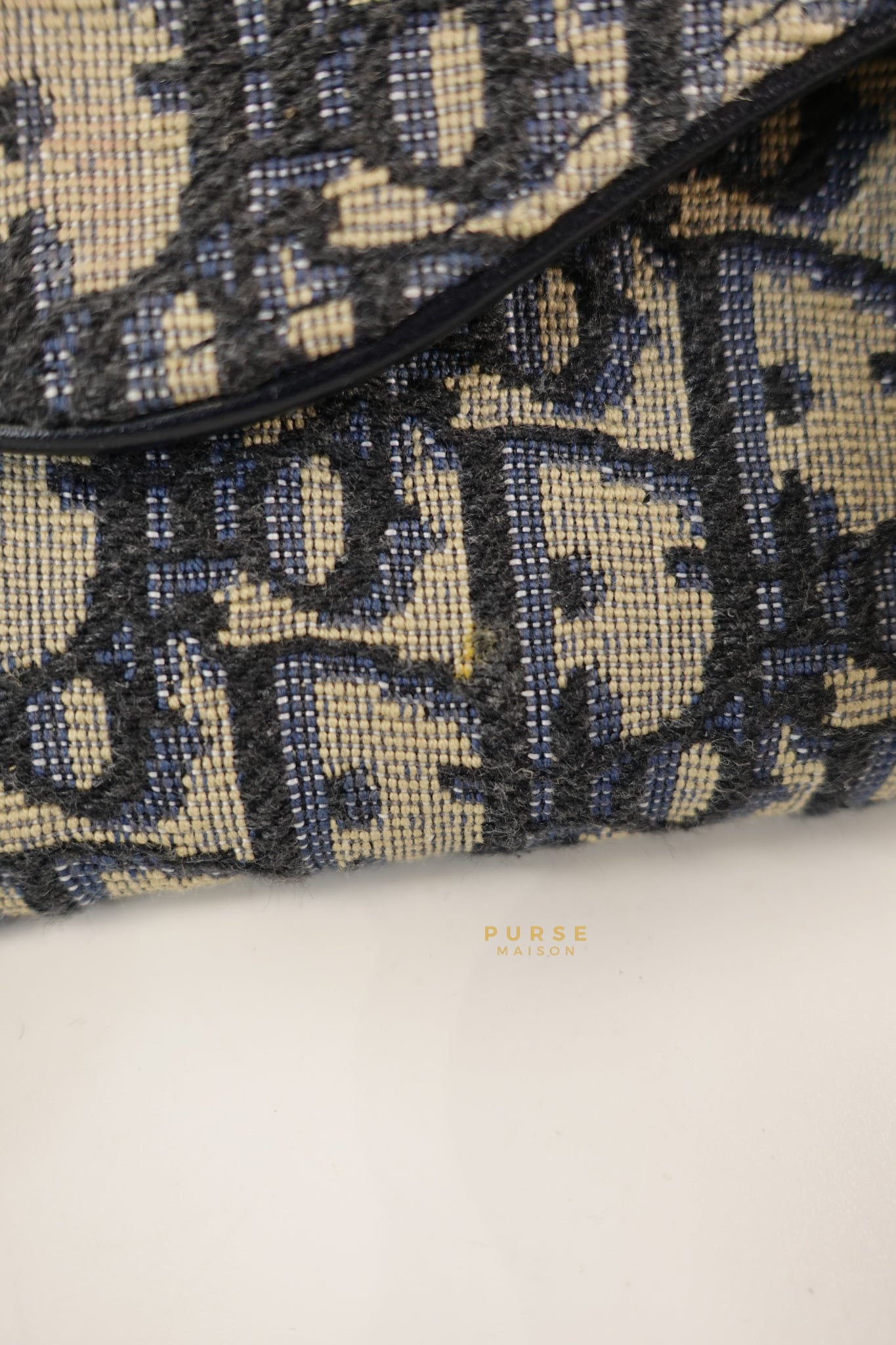 Dior Blue Oblique Jacquard Saddle Wallet on Chain | Purse Maison Luxury Bags Shop