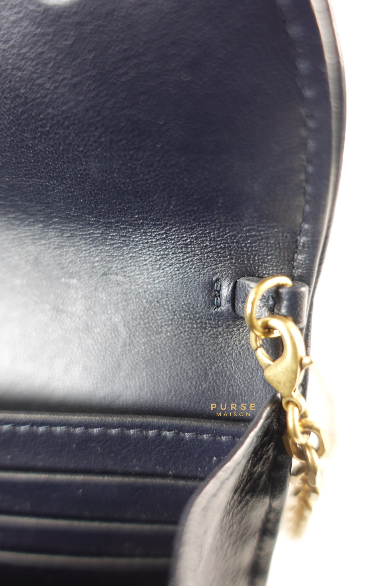 Dior Blue Oblique Jacquard Saddle Wallet on Chain | Purse Maison Luxury Bags Shop