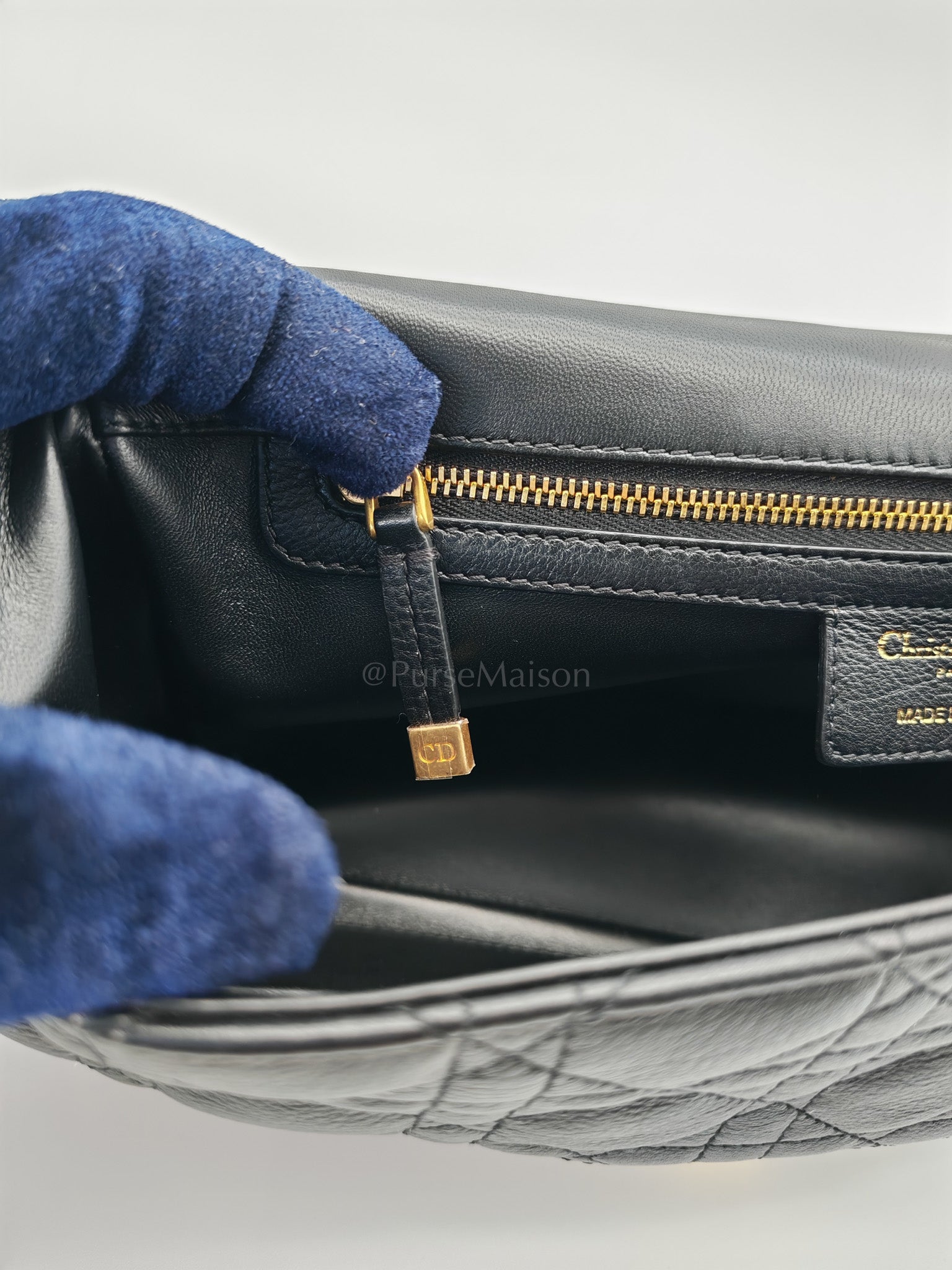 Dior Caro Large in Black Supple Cannage Calfskin Leather Chain Bag | Purse Maison Luxury Bags Shop