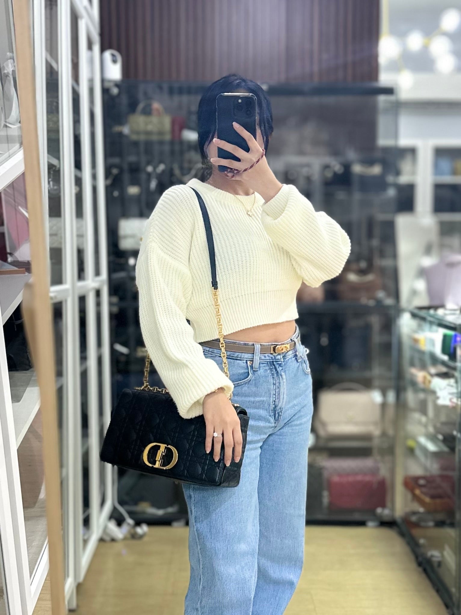 Caro Large Bag Supple Black Cannage Quilt Calfskin Leather | Purse Maison Luxury Bags Shop