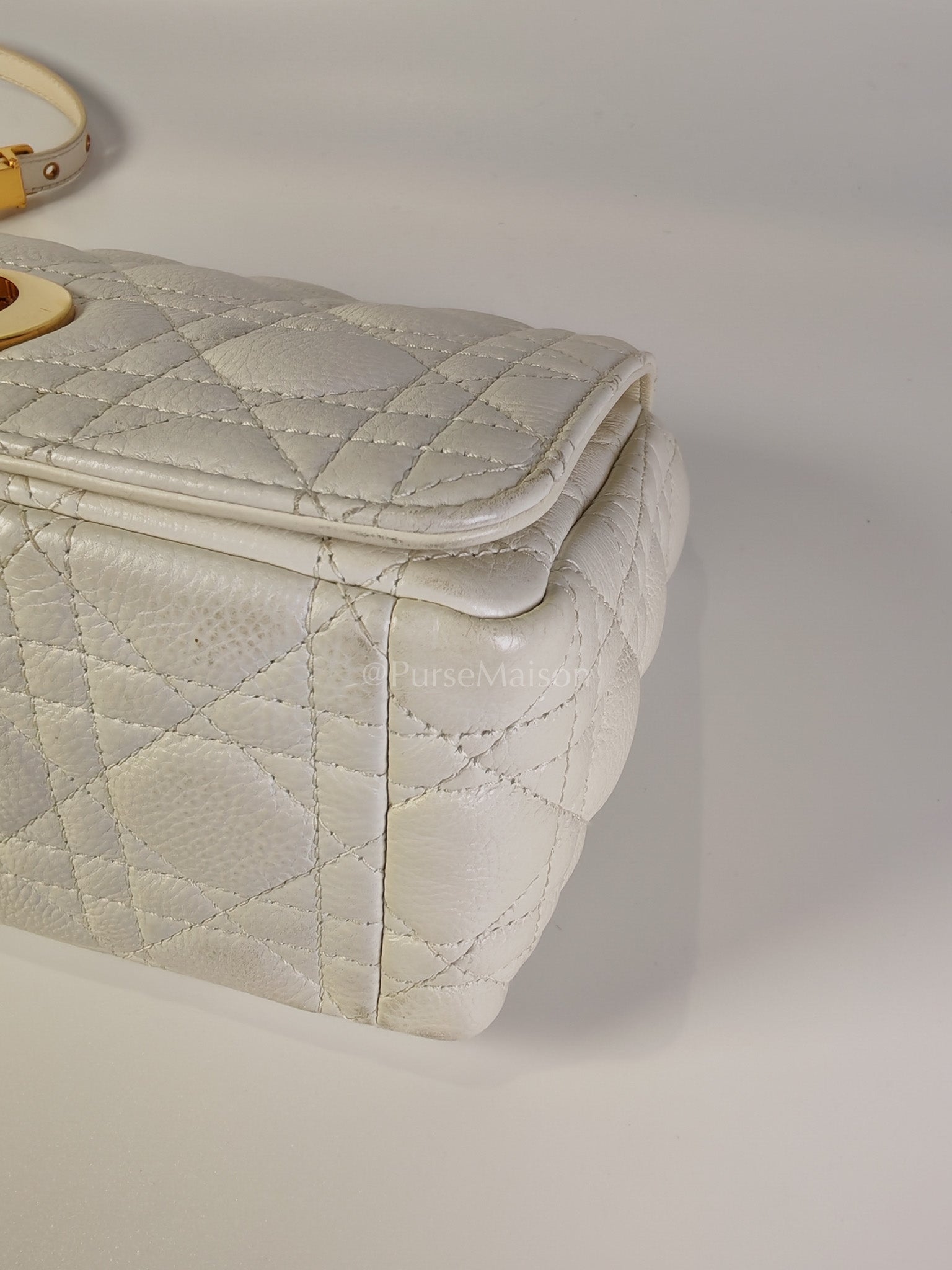 Dior Caro Medium in Ivory Supple Cannage Calfskin Leather and Gold Hardware | Purse Maison Luxury Bags Shop