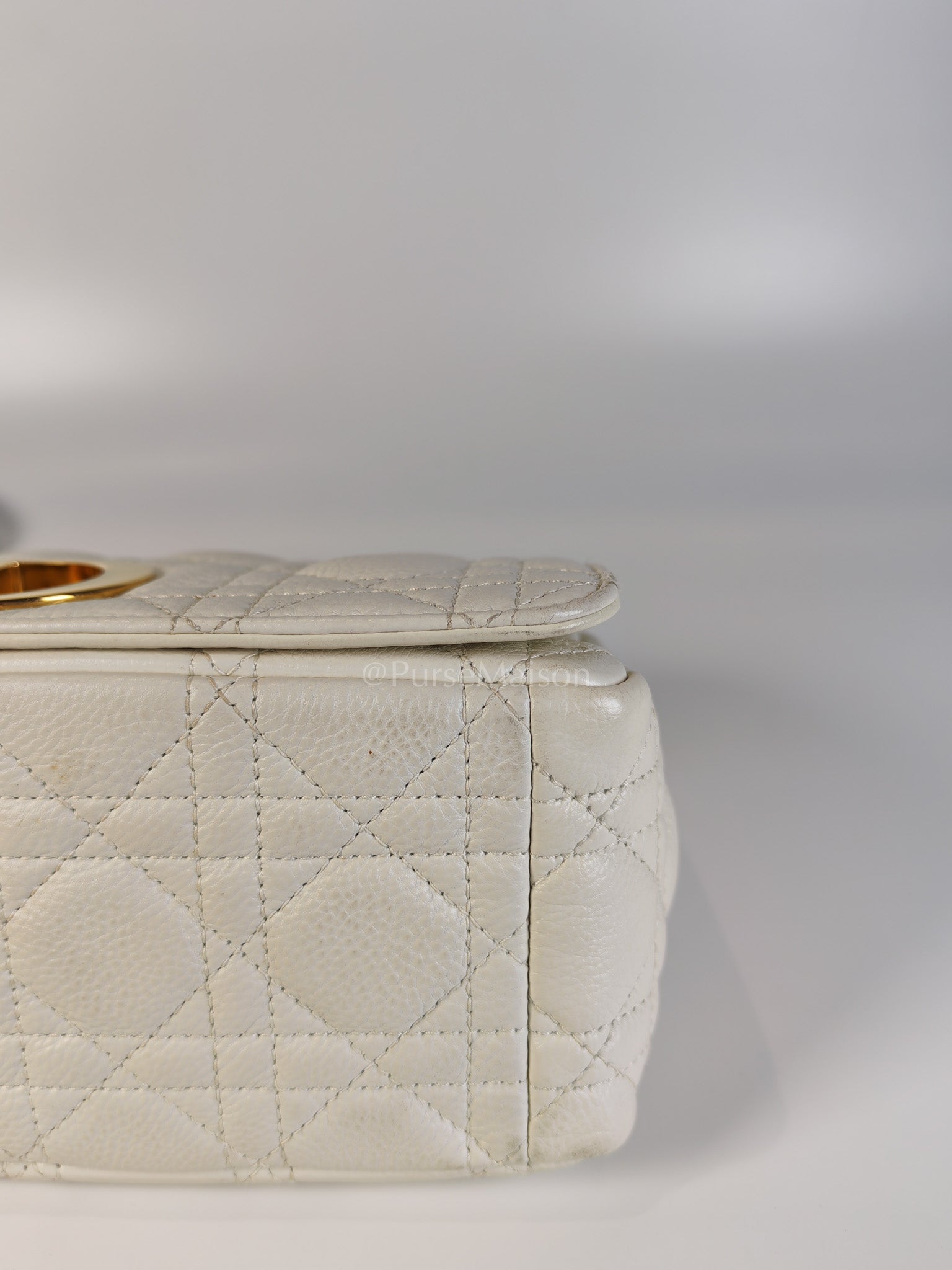 Dior Caro Medium in Ivory Supple Cannage Calfskin Leather and Gold Hardware | Purse Maison Luxury Bags Shop