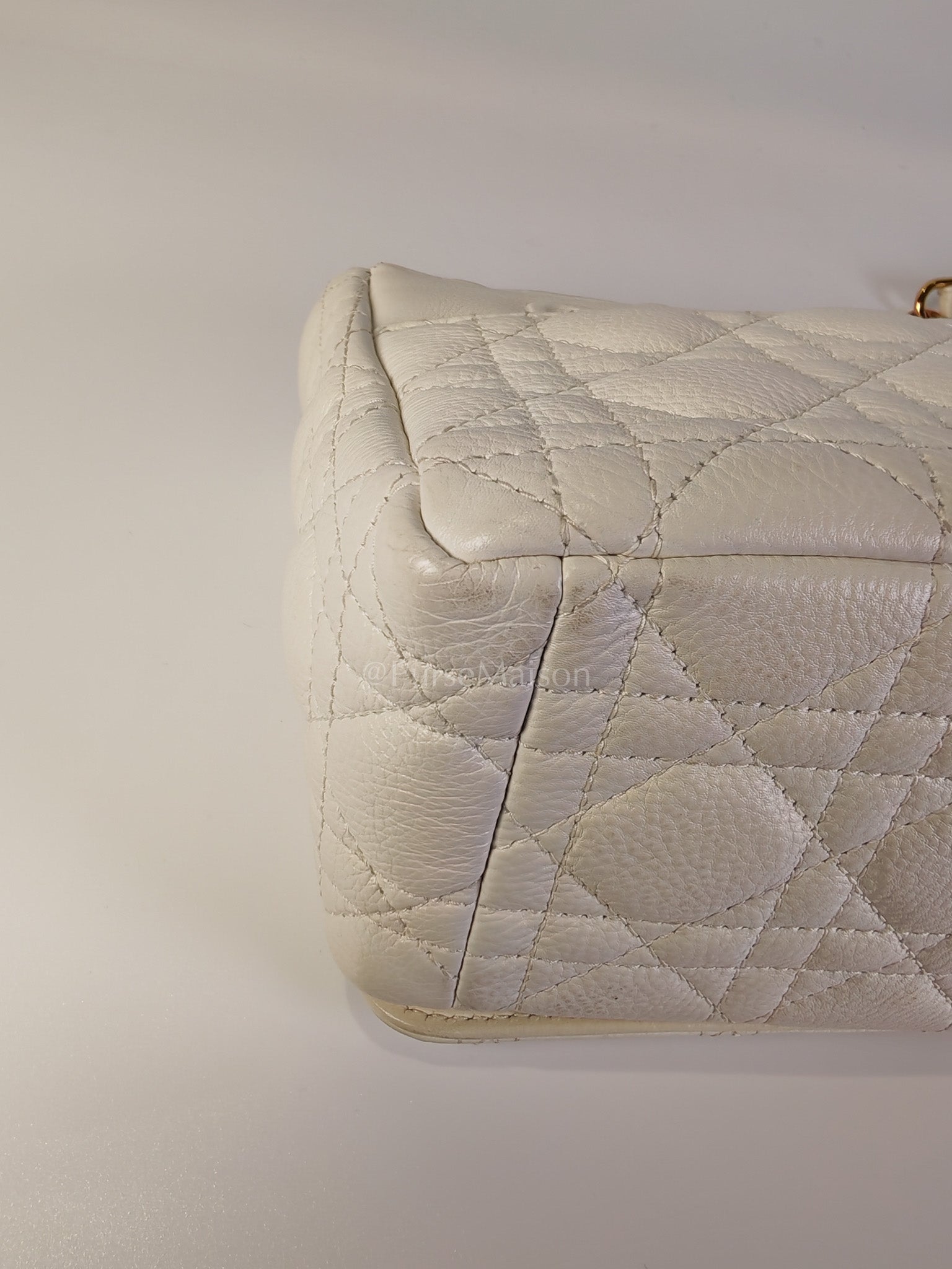Dior Caro Medium in Ivory Supple Cannage Calfskin Leather and Gold Hardware | Purse Maison Luxury Bags Shop