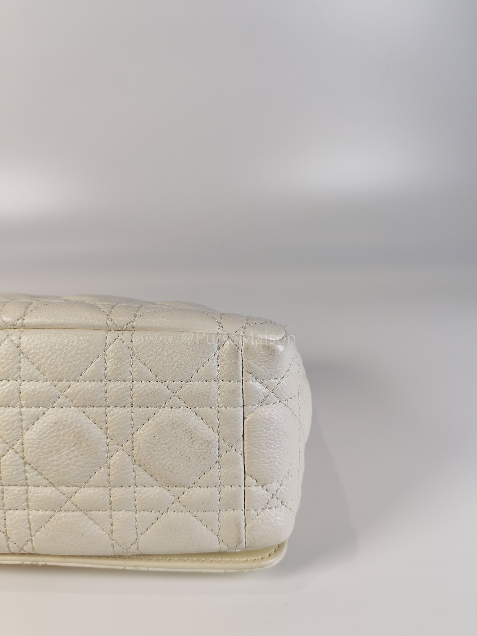 Dior Caro Medium in Ivory Supple Cannage Calfskin Leather and Gold Hardware | Purse Maison Luxury Bags Shop