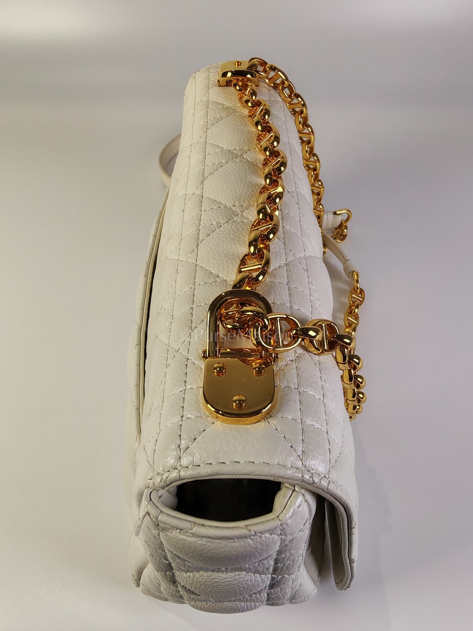 Dior Caro Medium in Ivory Supple Cannage Calfskin Leather and Gold Hardware | Purse Maison Luxury Bags Shop