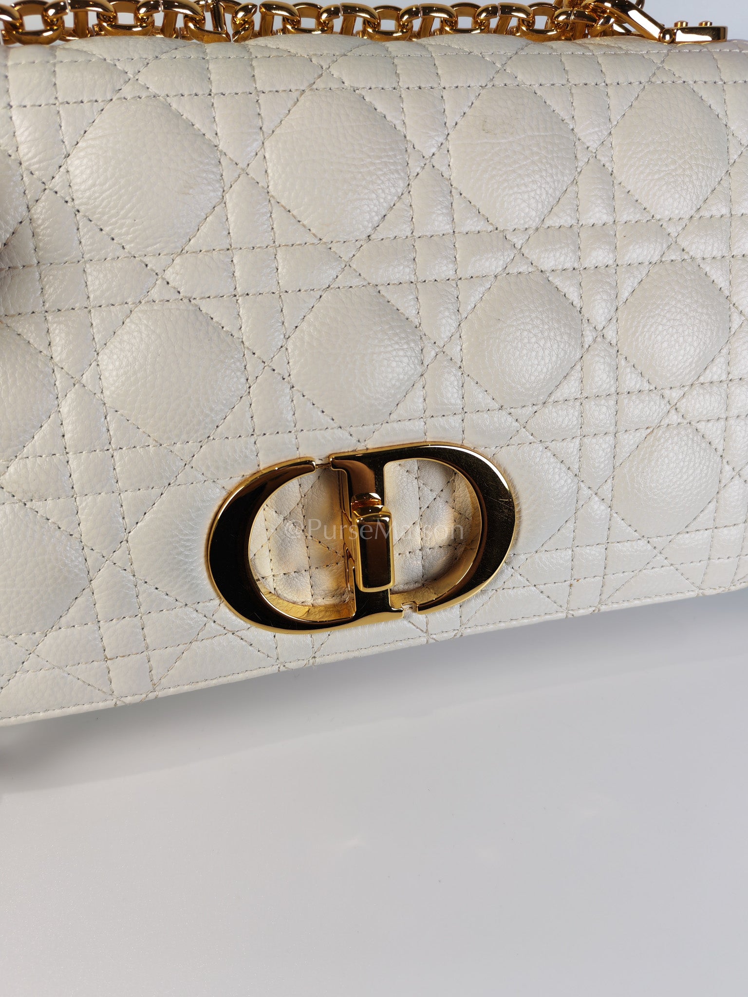 Dior Caro Medium in Ivory Supple Cannage Calfskin Leather and Gold Hardware | Purse Maison Luxury Bags Shop