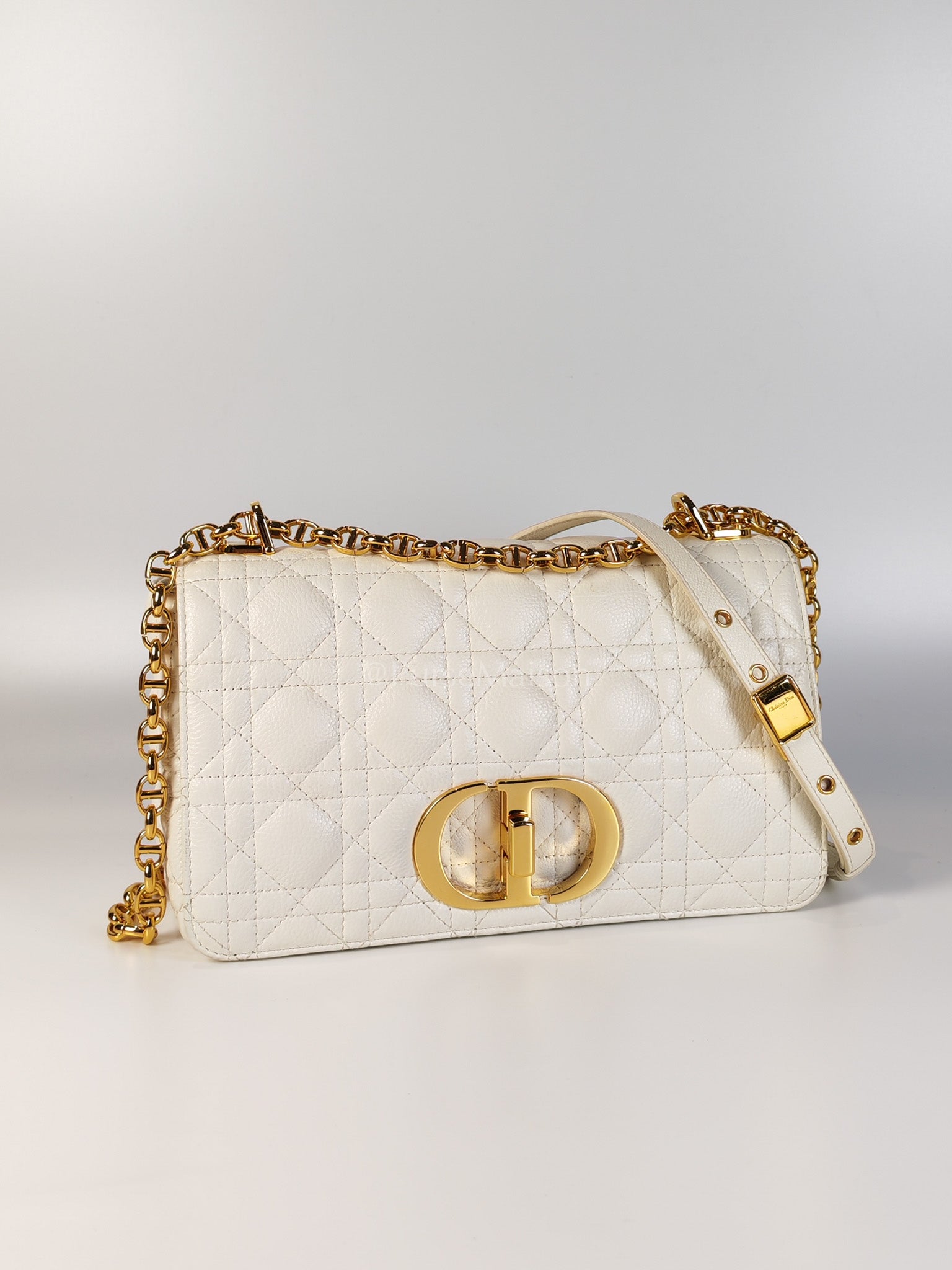 Dior Caro Medium in Ivory Supple Cannage Calfskin Leather and Gold Hardware | Purse Maison Luxury Bags Shop