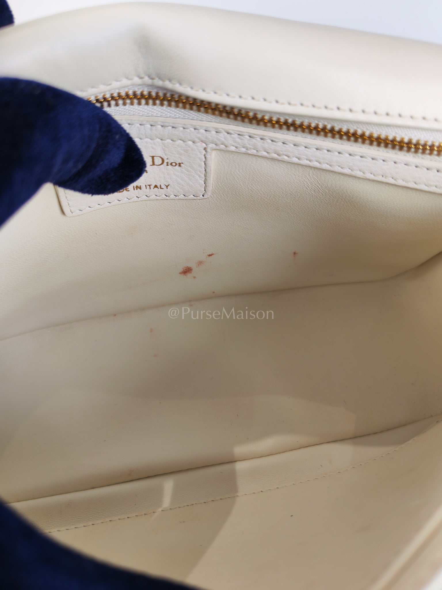 Dior Caro Medium in Ivory Supple Cannage Calfskin Leather and Gold Hardware | Purse Maison Luxury Bags Shop