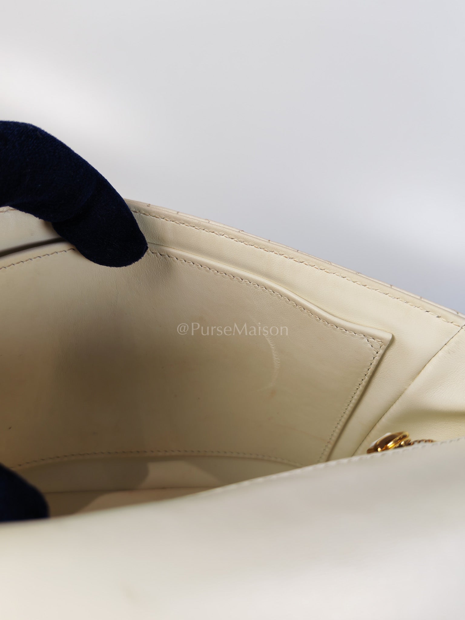 Dior Caro Medium in Ivory Supple Cannage Calfskin Leather and Gold Hardware | Purse Maison Luxury Bags Shop