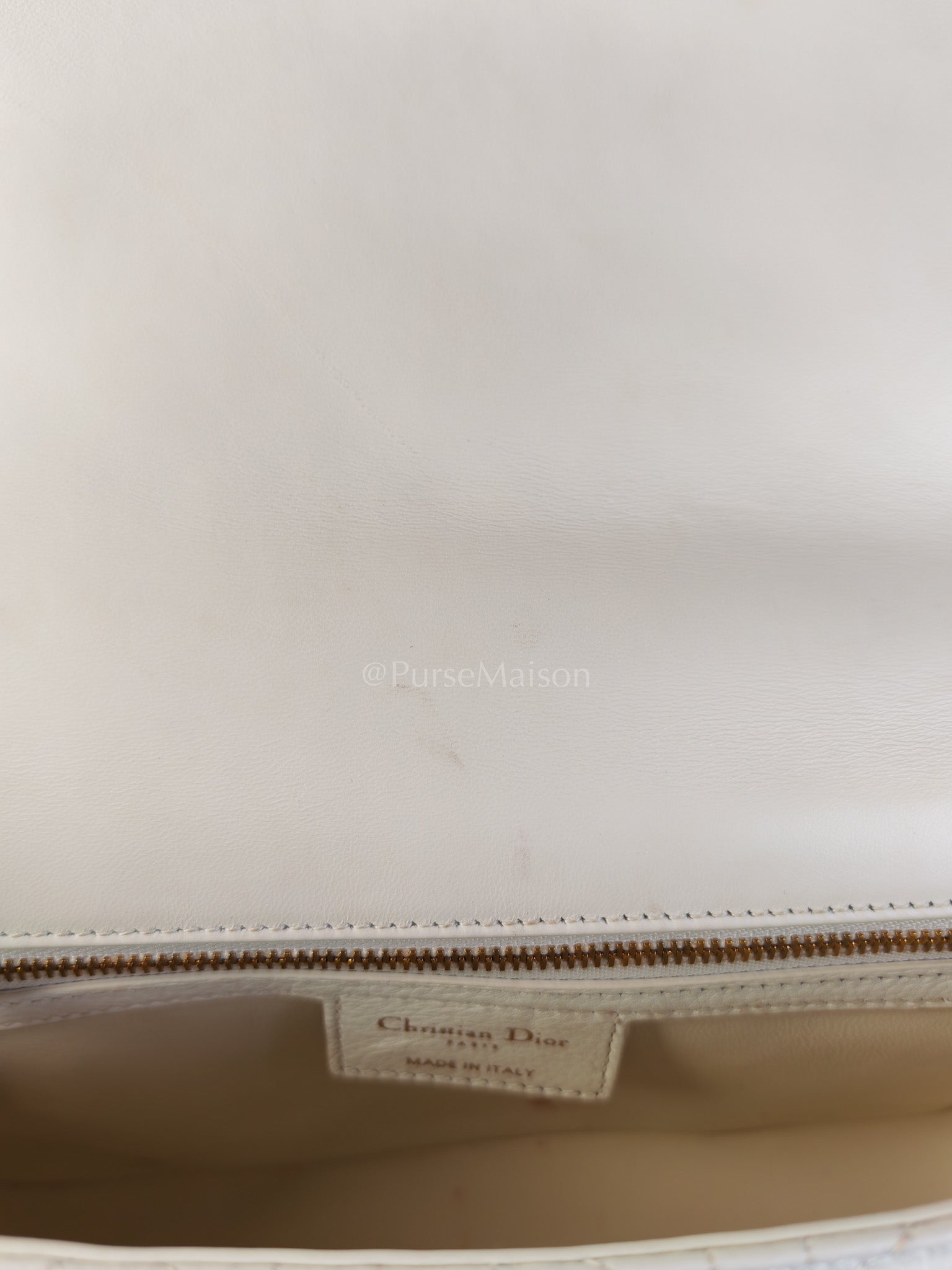 Dior Caro Medium in Ivory Supple Cannage Calfskin Leather and Gold Hardware | Purse Maison Luxury Bags Shop