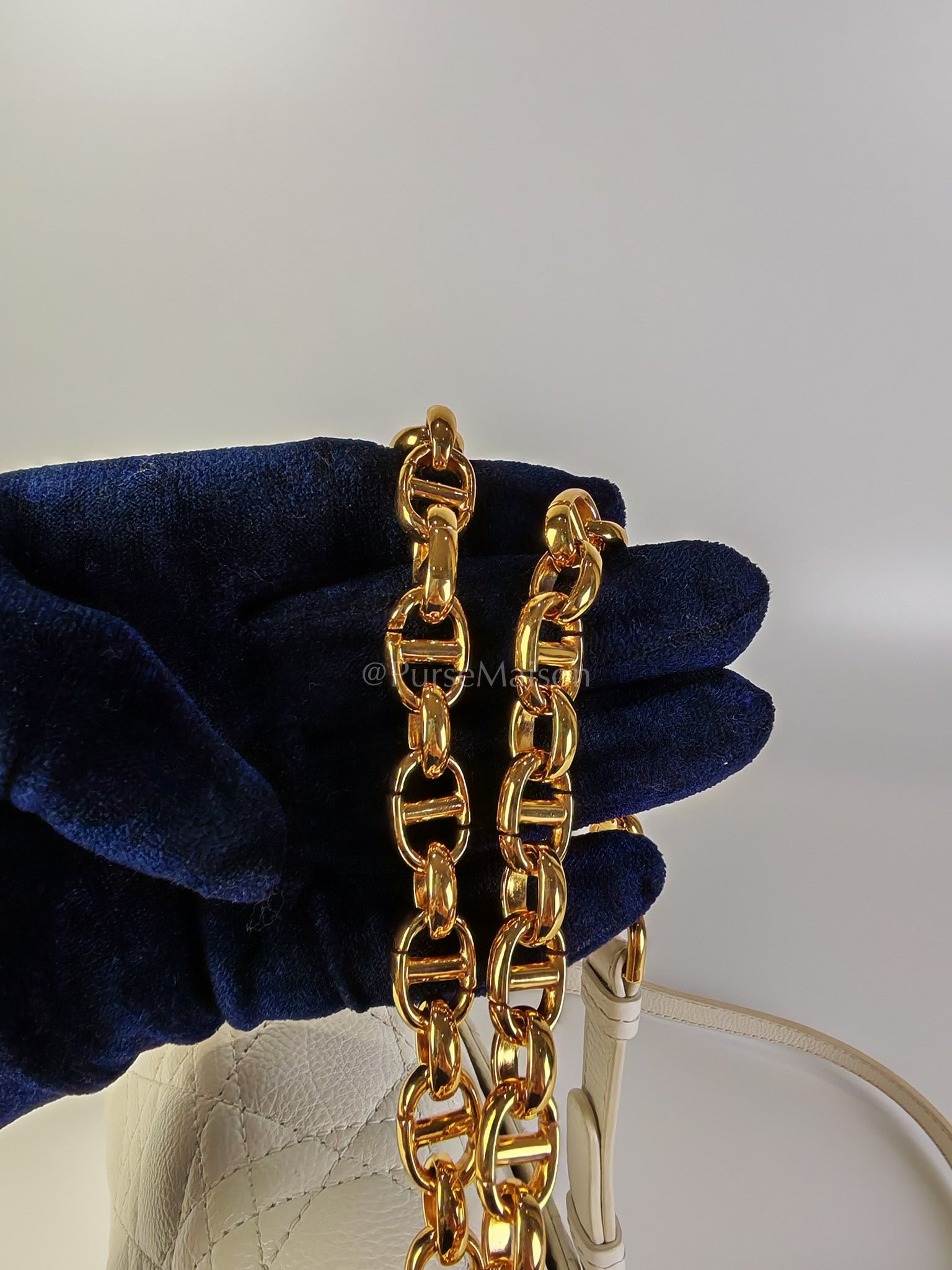 Dior Caro Medium in Ivory Supple Cannage Calfskin Leather and Gold Hardware | Purse Maison Luxury Bags Shop