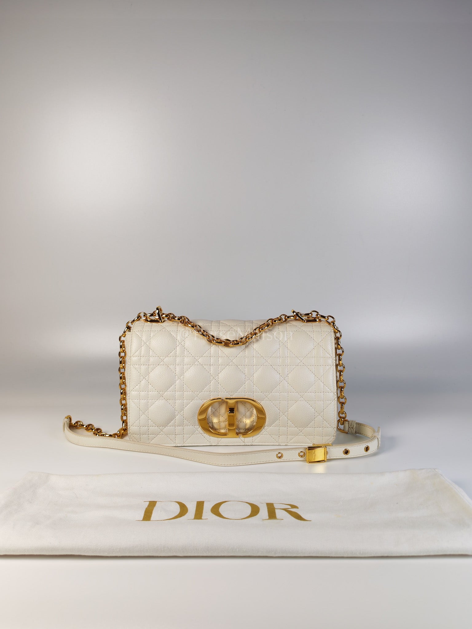 Dior Caro Medium in Ivory Supple Cannage Calfskin Leather and Gold Hardware | Purse Maison Luxury Bags Shop