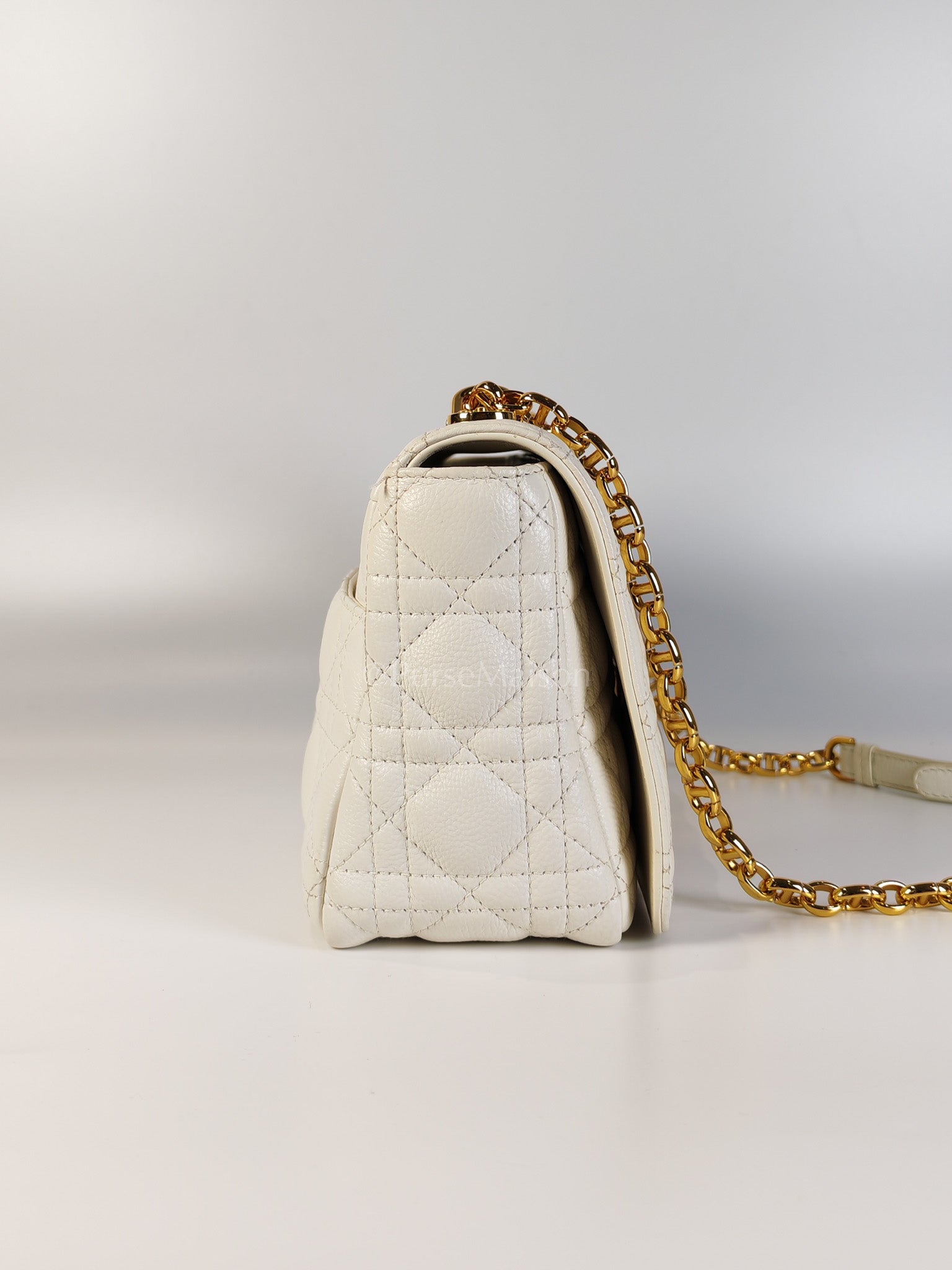 Dior Caro Medium in Ivory Supple Cannage Calfskin Leather and Gold Hardware | Purse Maison Luxury Bags Shop
