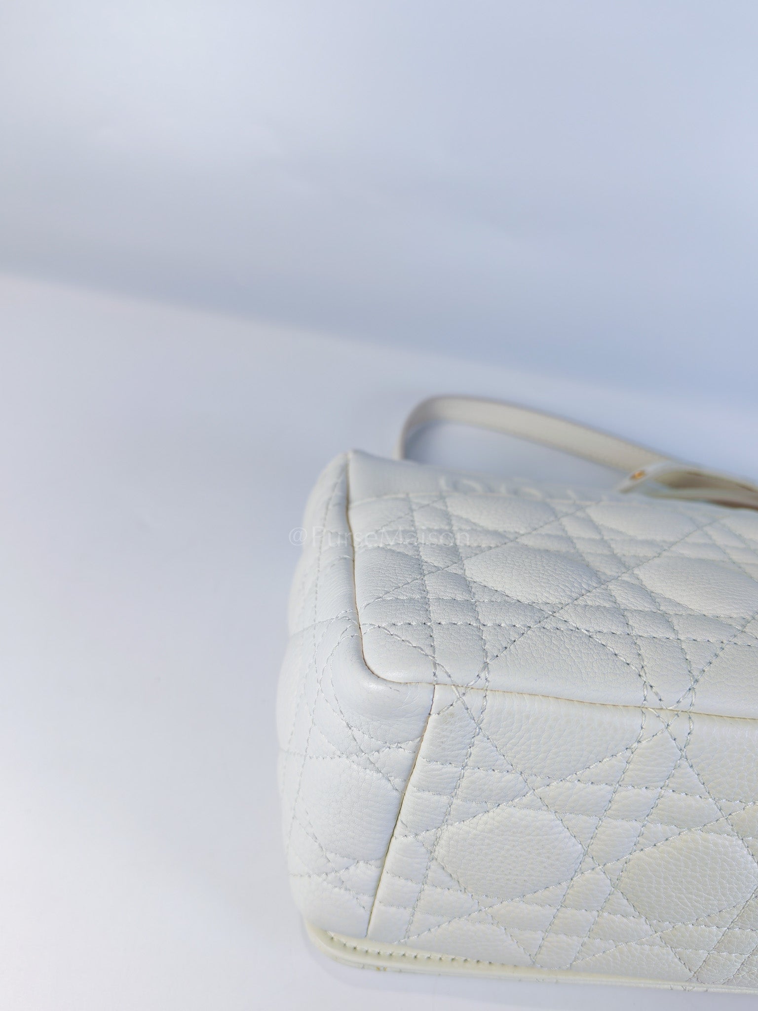 Dior Caro Medium in White Cannage Lambskin Leather and Gold Hardware | Purse Maison Luxury Bags Shop