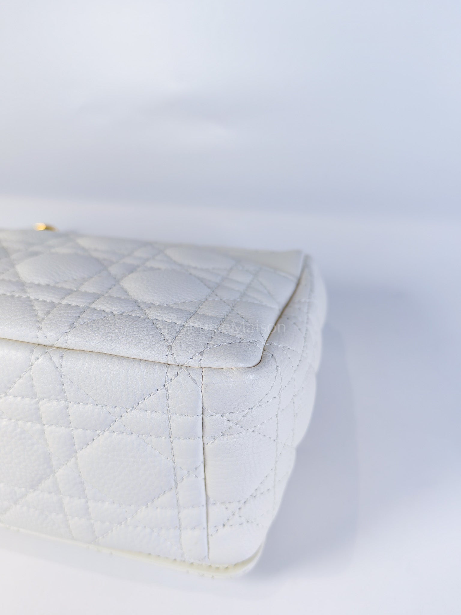Dior Caro Medium in White Cannage Lambskin Leather and Gold Hardware | Purse Maison Luxury Bags Shop