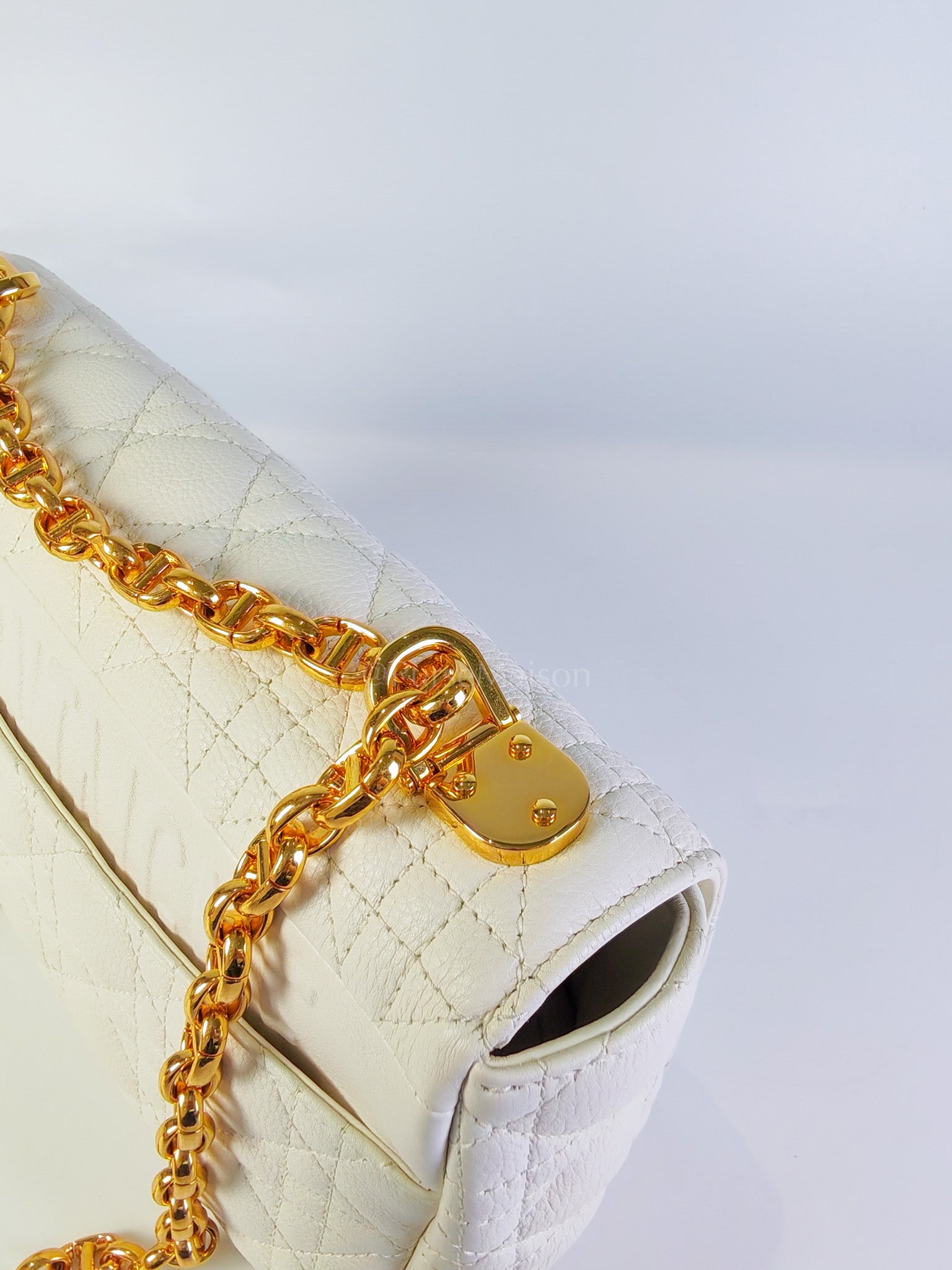 Dior Caro Medium in White Cannage Lambskin Leather and Gold Hardware | Purse Maison Luxury Bags Shop