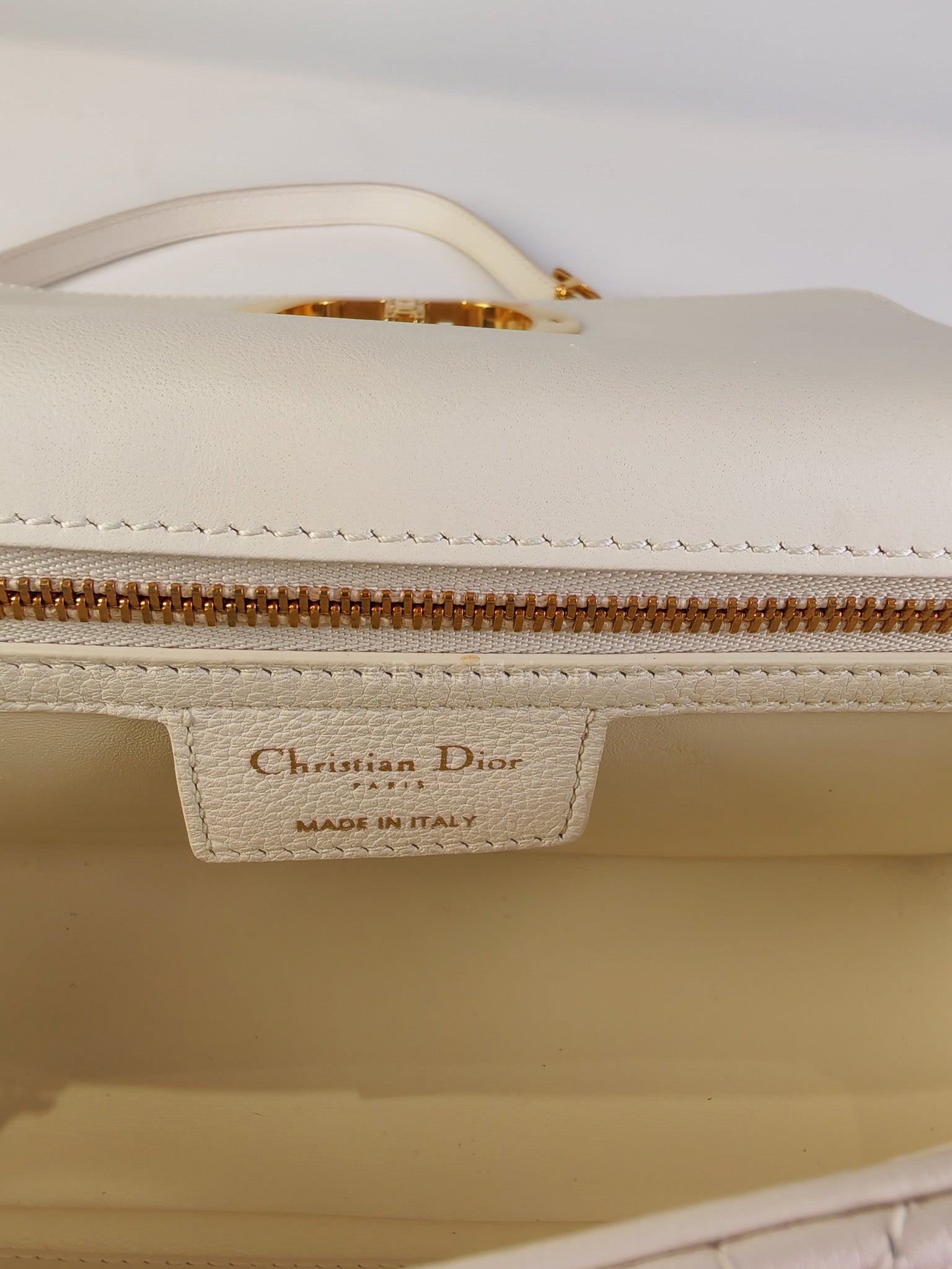 Dior Caro Medium in White Cannage Lambskin Leather and Gold Hardware | Purse Maison Luxury Bags Shop