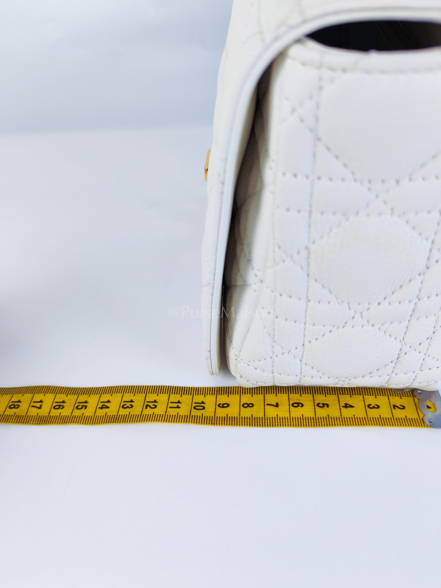 Dior Caro Medium in White Cannage Lambskin Leather and Gold Hardware | Purse Maison Luxury Bags Shop