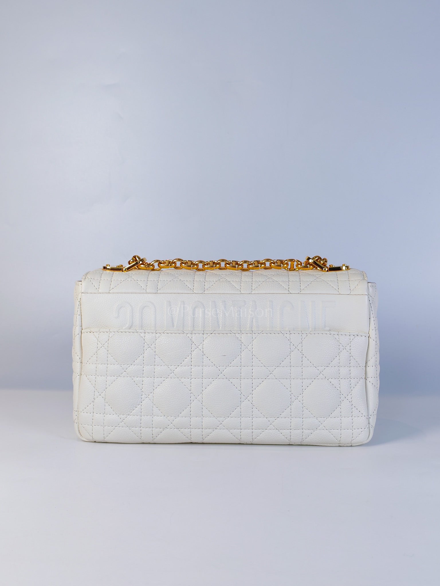Dior Caro Medium in White Cannage Lambskin Leather and Gold Hardware | Purse Maison Luxury Bags Shop