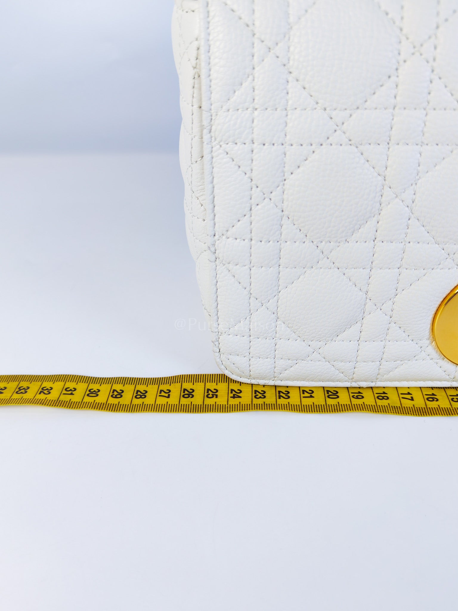 Dior Caro Medium in White Cannage Lambskin Leather and Gold Hardware | Purse Maison Luxury Bags Shop