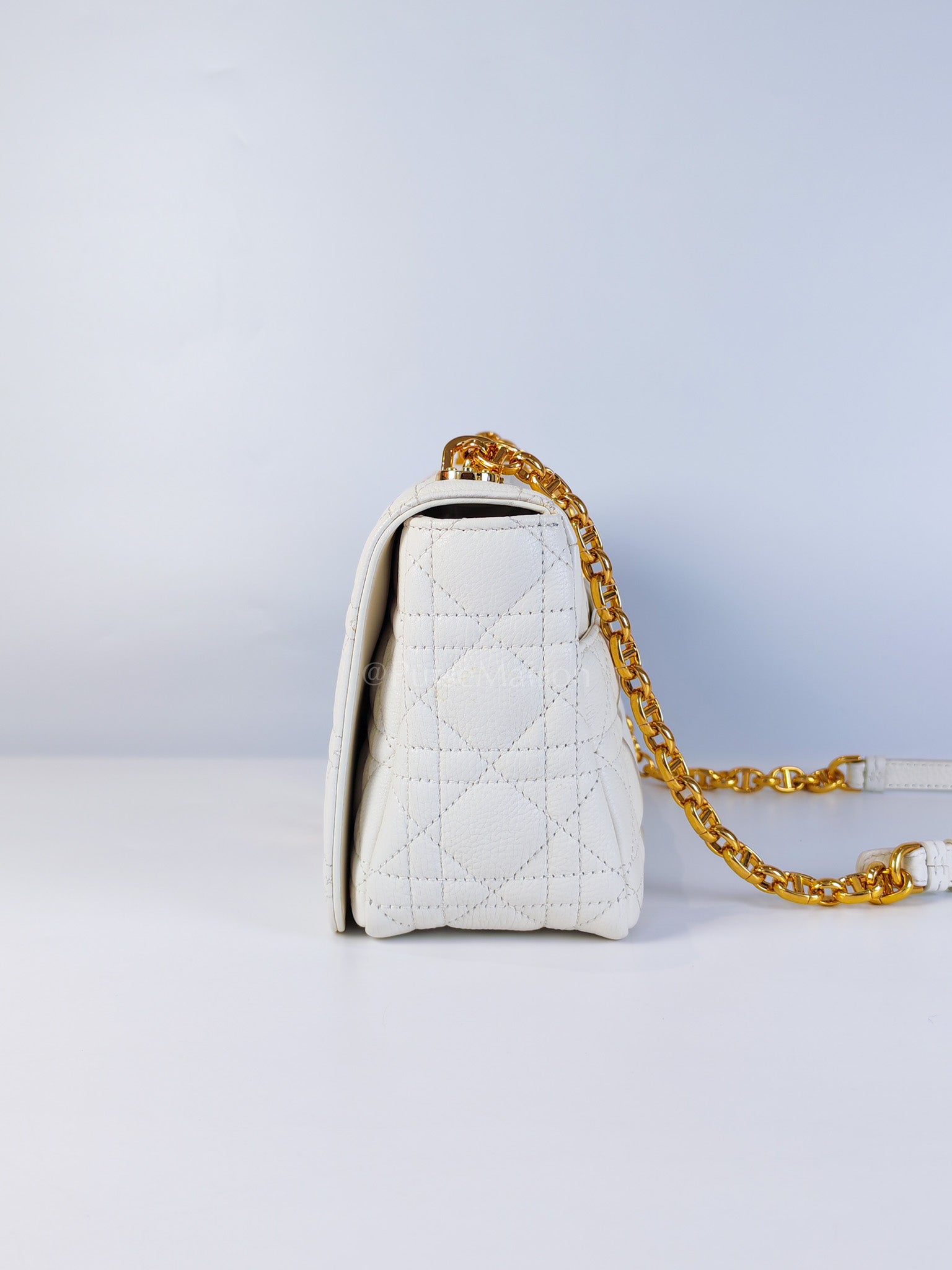 Dior Caro Medium in White Cannage Lambskin Leather and Gold Hardware | Purse Maison Luxury Bags Shop