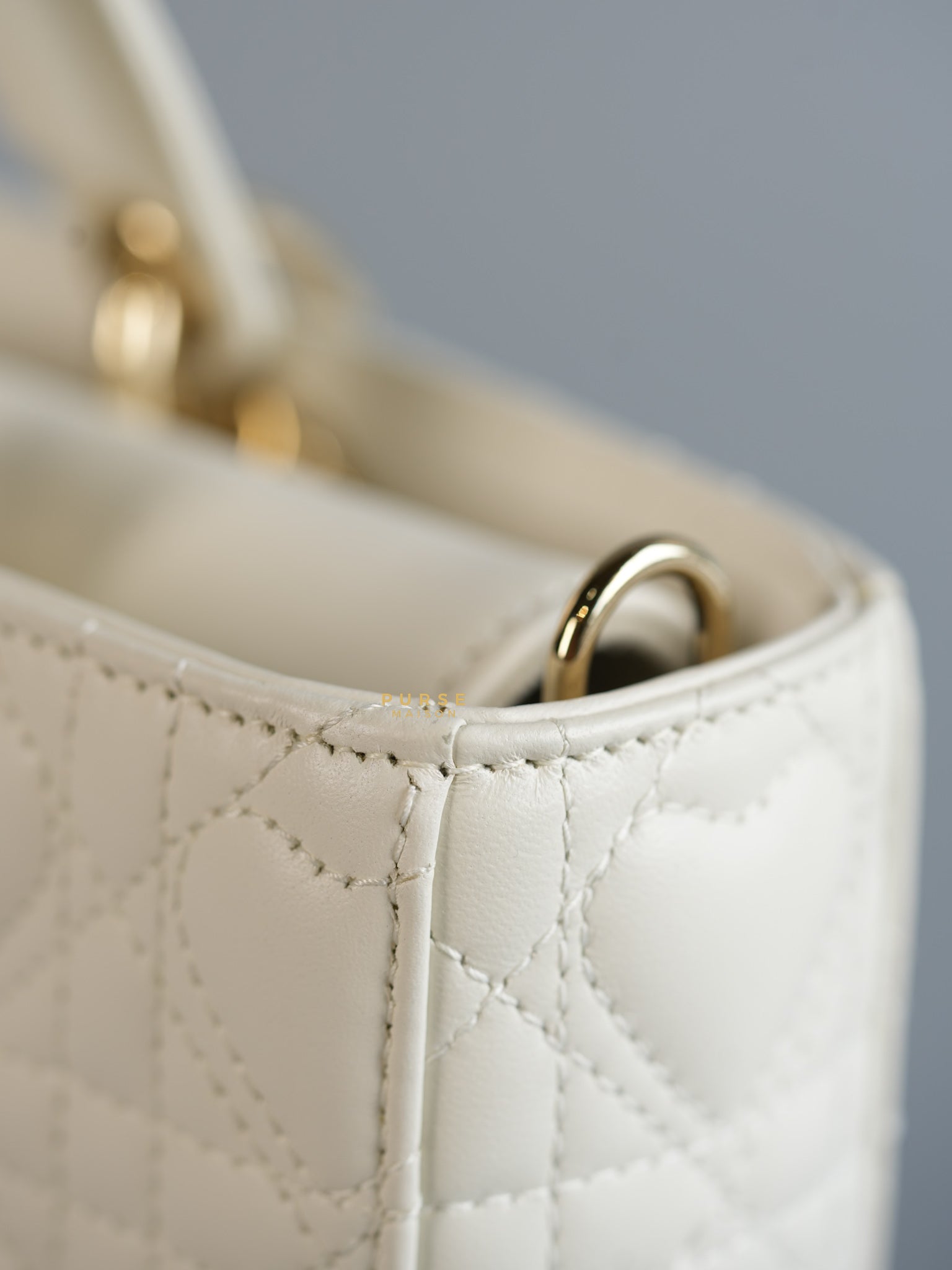 Dior Lady D-Joy Medium in Latte Cannage Lambskin Leather | Purse Maison Luxury Bags Shop