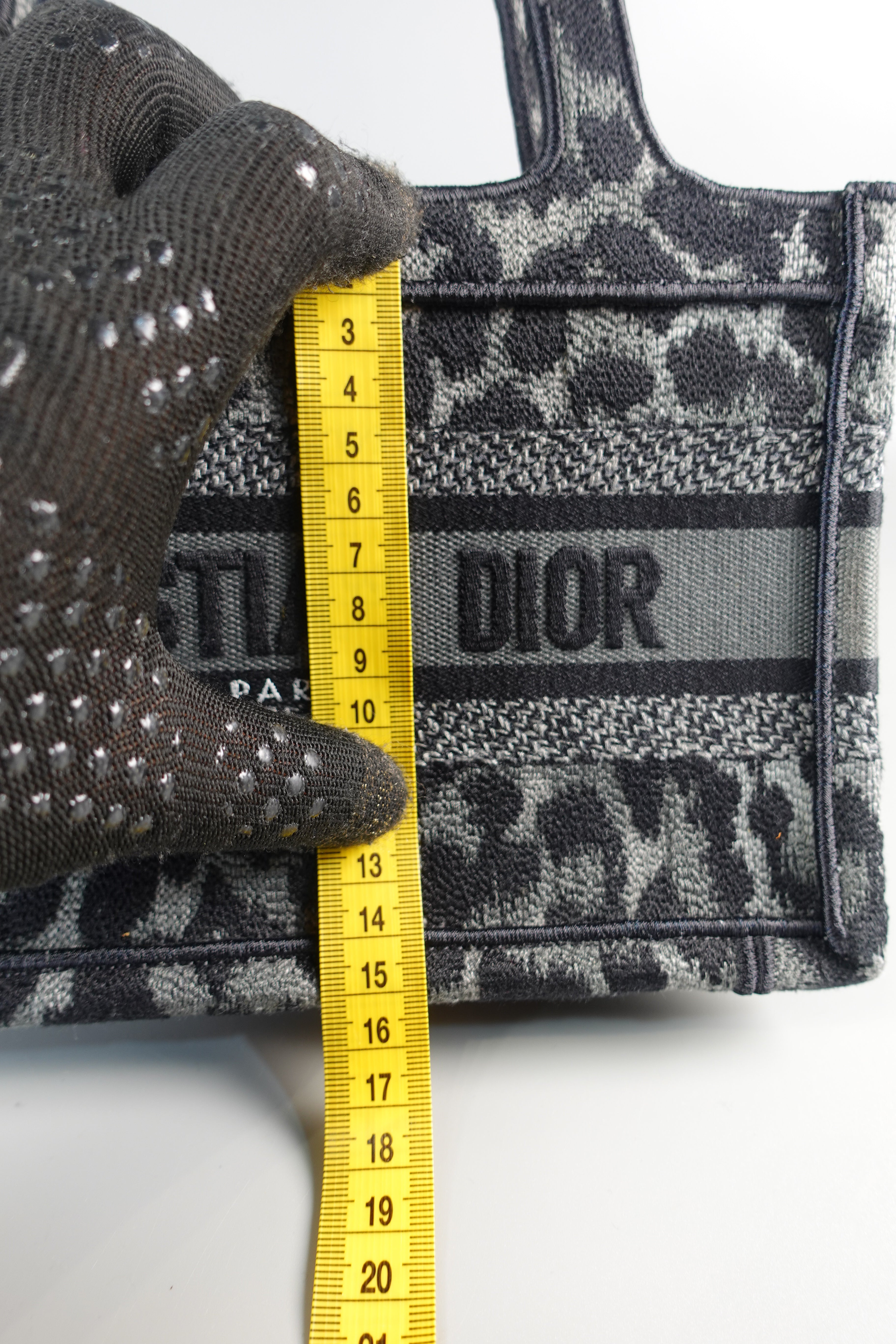 Dior Mini Book Tote in Toile Noir Gris Embroidered | Purse Maison Luxury Bags Shop