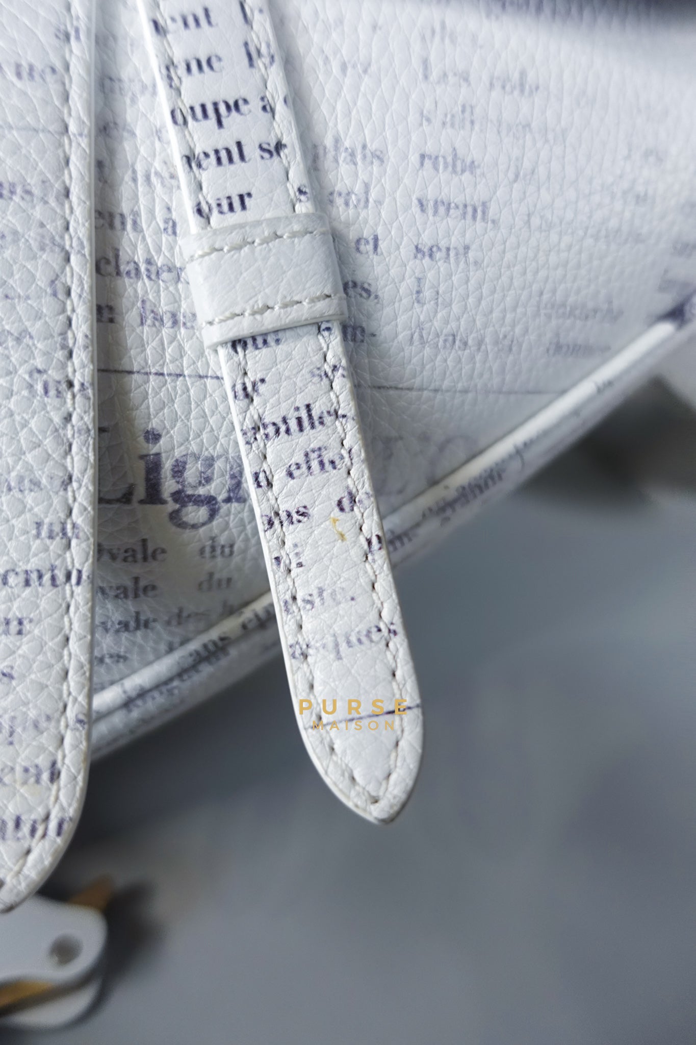 Dior X Daniel Arsham Grained Calfskin White Newspaper Print Saddle Bag | Purse Maison Luxury Bags Shop