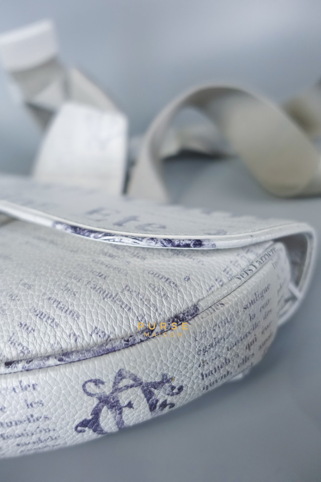 Dior X Daniel Arsham Grained Calfskin White Newspaper Print Saddle Bag | Purse Maison Luxury Bags Shop