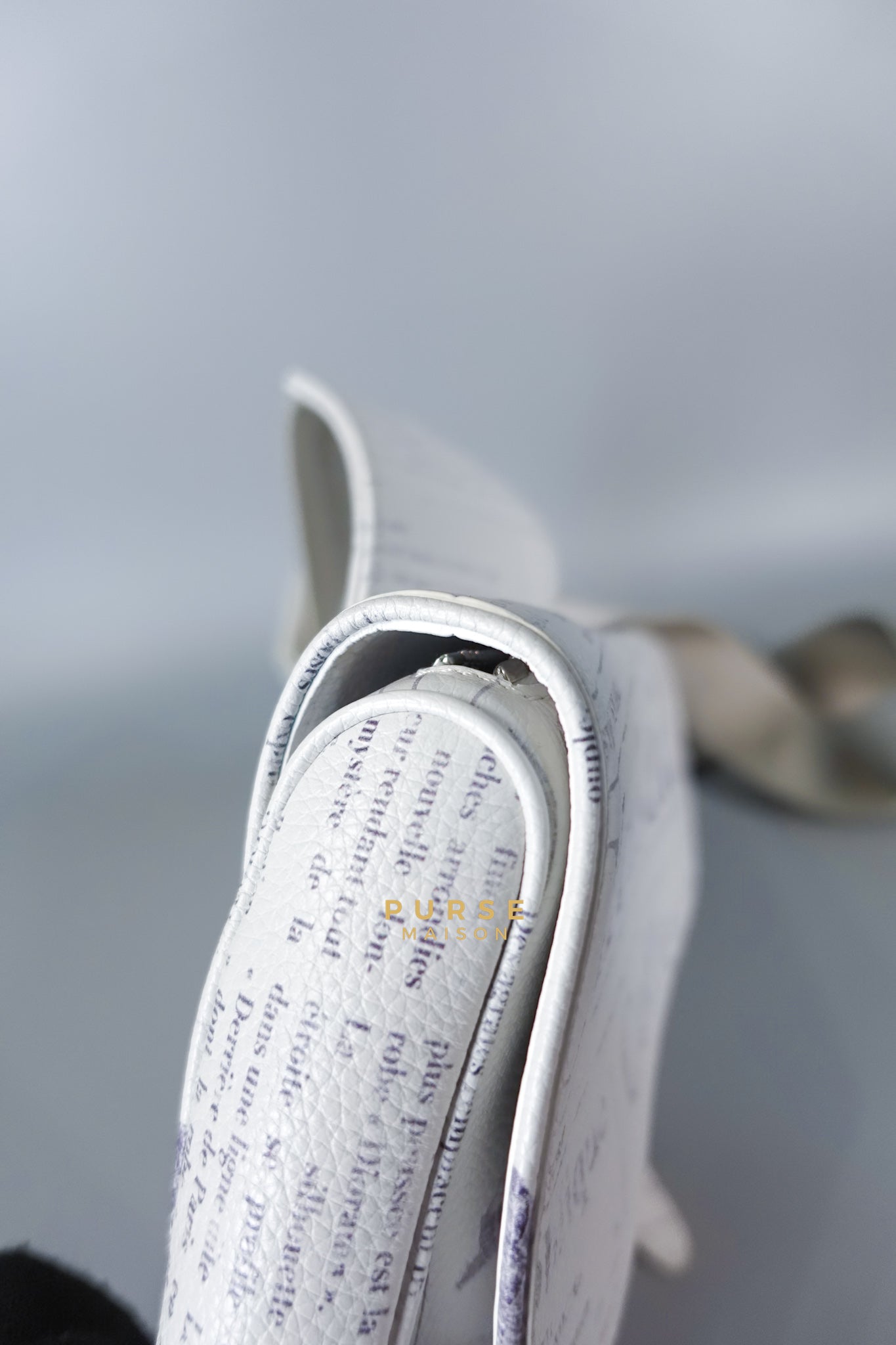 Dior X Daniel Arsham Grained Calfskin White Newspaper Print Saddle Bag | Purse Maison Luxury Bags Shop