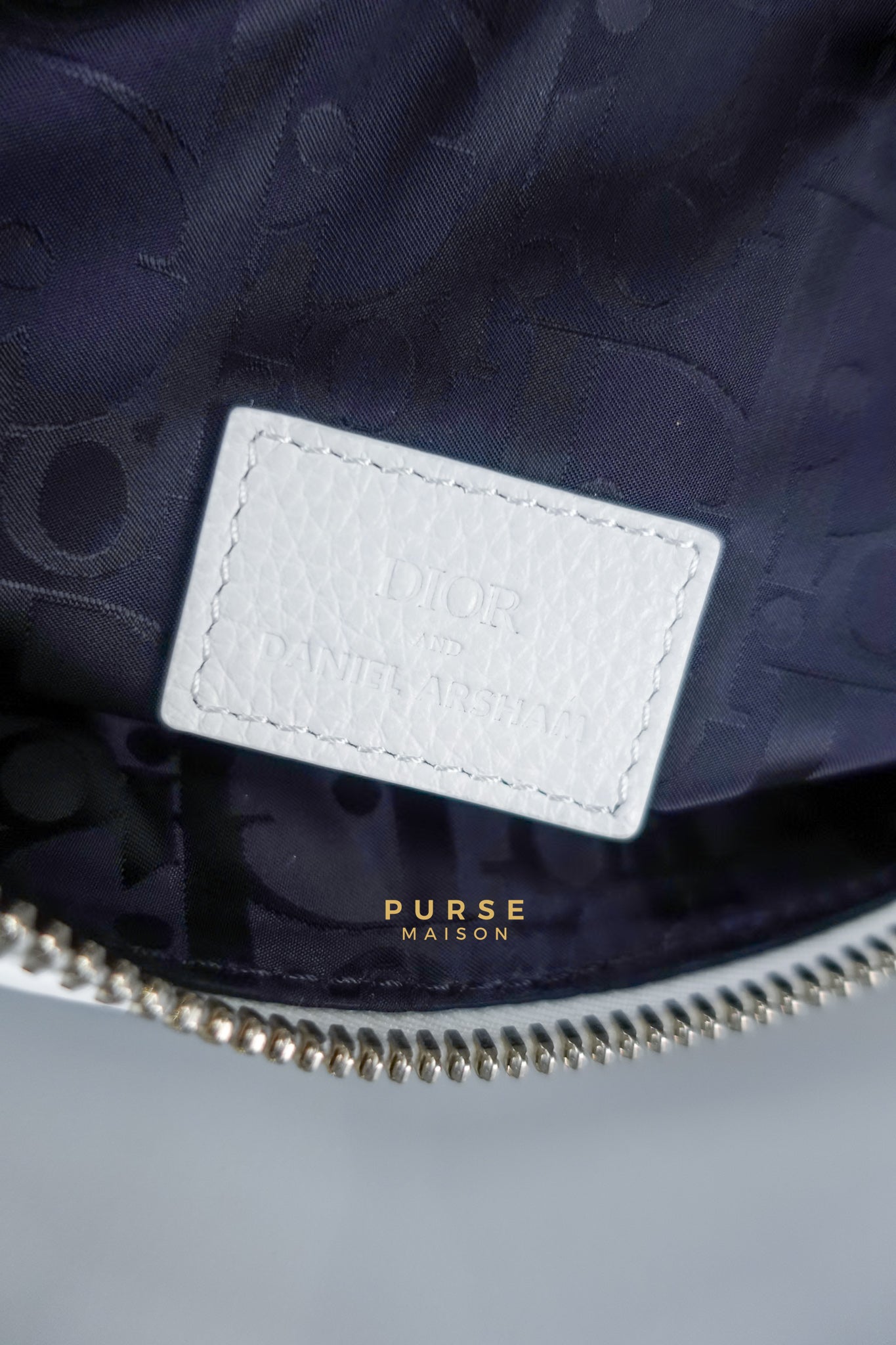 Dior X Daniel Arsham Grained Calfskin White Newspaper Print Saddle Bag | Purse Maison Luxury Bags Shop
