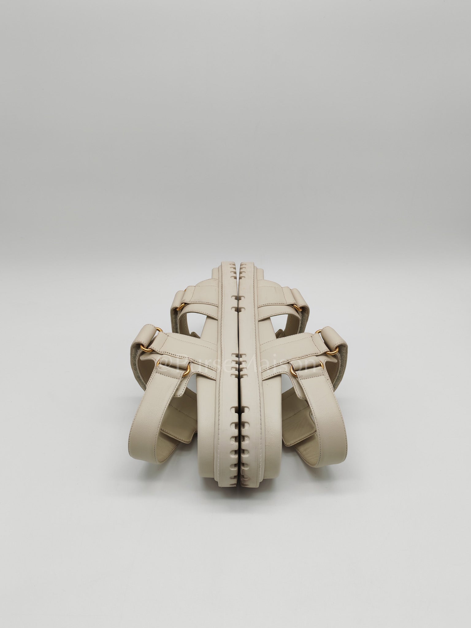Diorack Sandals in White Lambskin Leather & Gold Hardware Size 36 EU (23cm) | Purse Maison Luxury Bags Shop