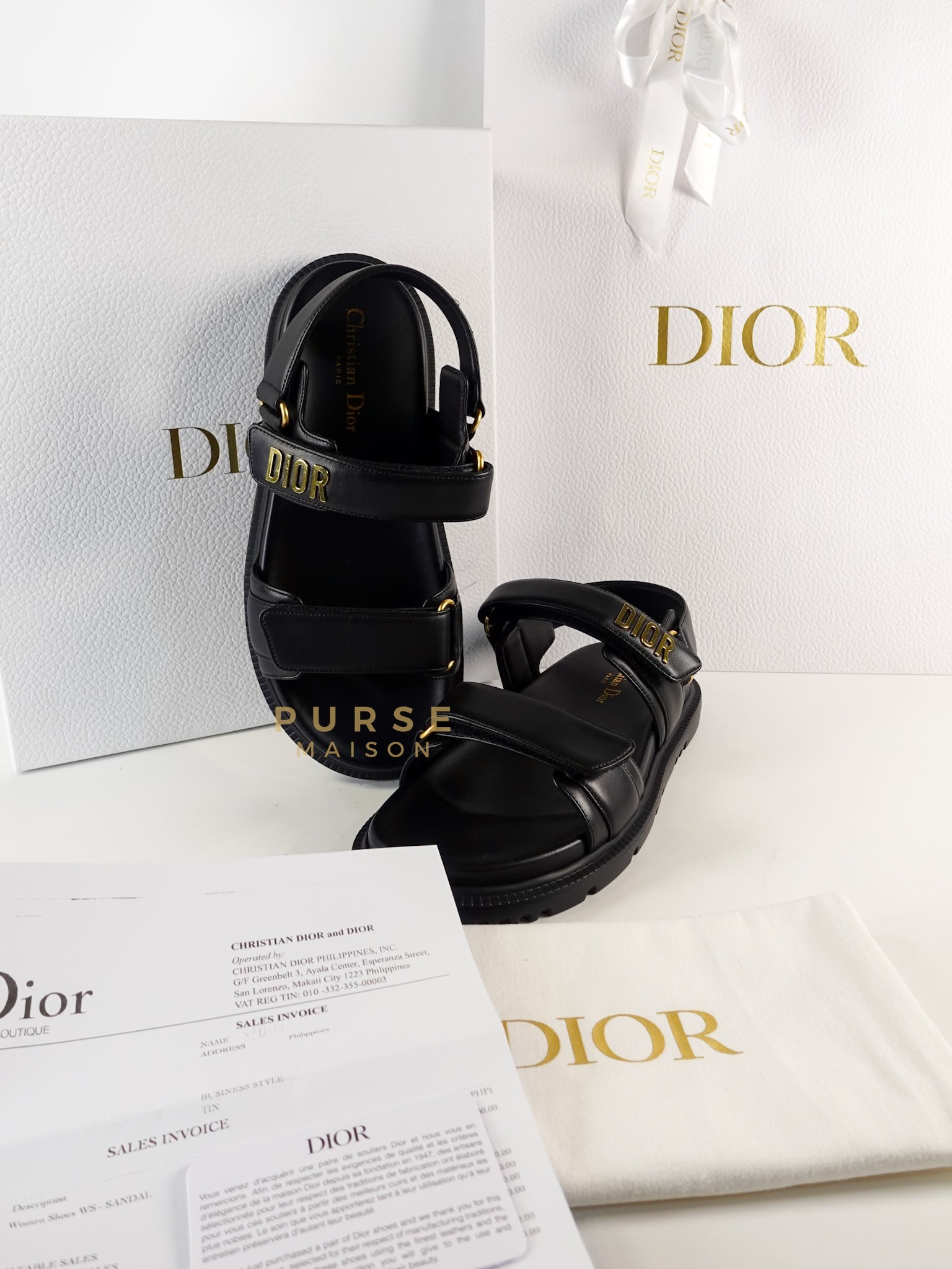 Dioract Black Lambskin Women's Sandals Size 39 (25.5cm) 