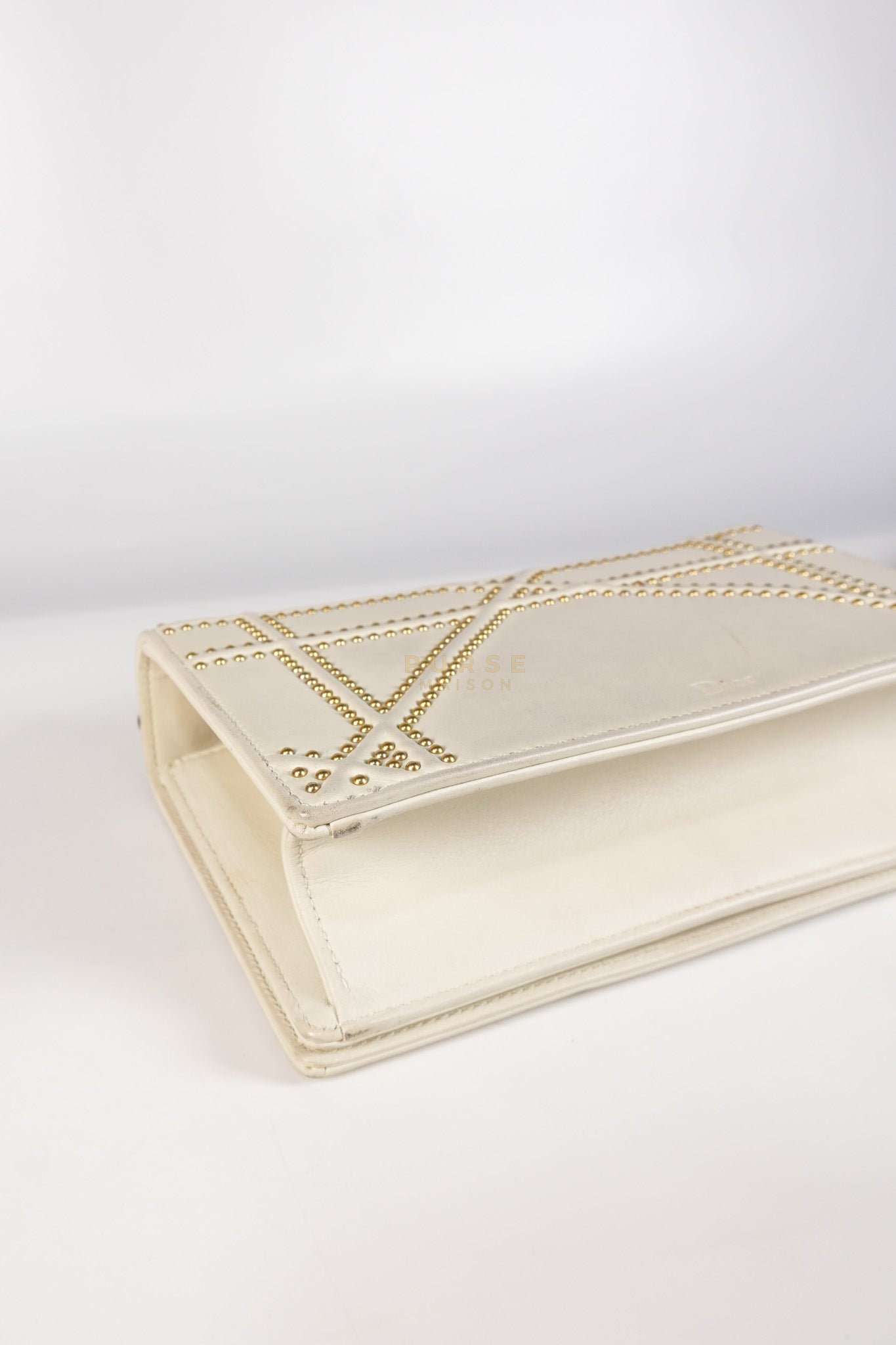 Diorama Small Studded Ivory Calfskin Leather Crossbody Bag | Purse Maison Luxury Bags Shop